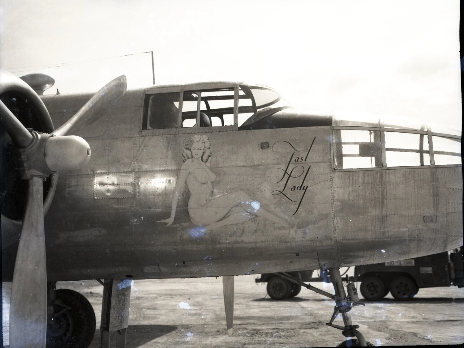 B-25 Mitchell Bomber 'Fast Lady' Nose Art, 345th Bombardment Group, Ie Shima