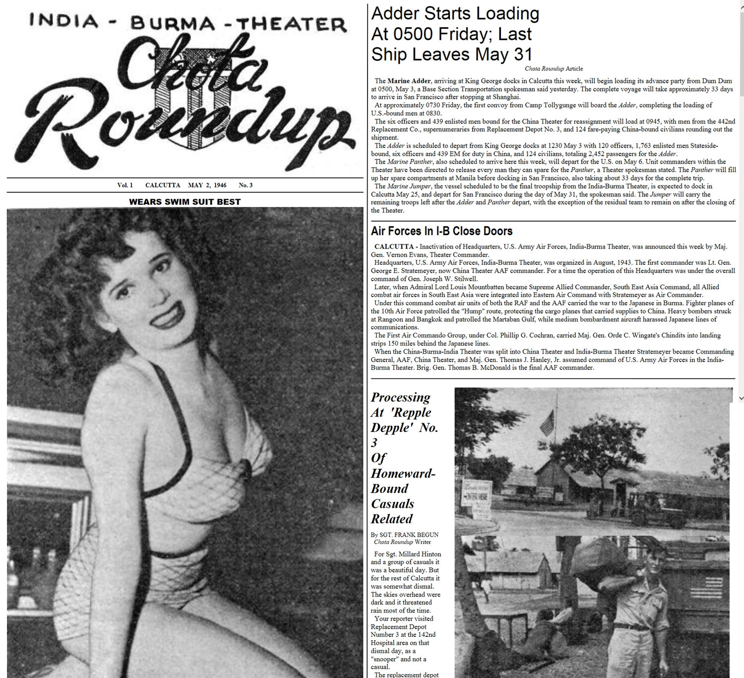Chota Roundup Newspaper, India-Burma Theater, Vol. 1 No. 3, May 2 1946