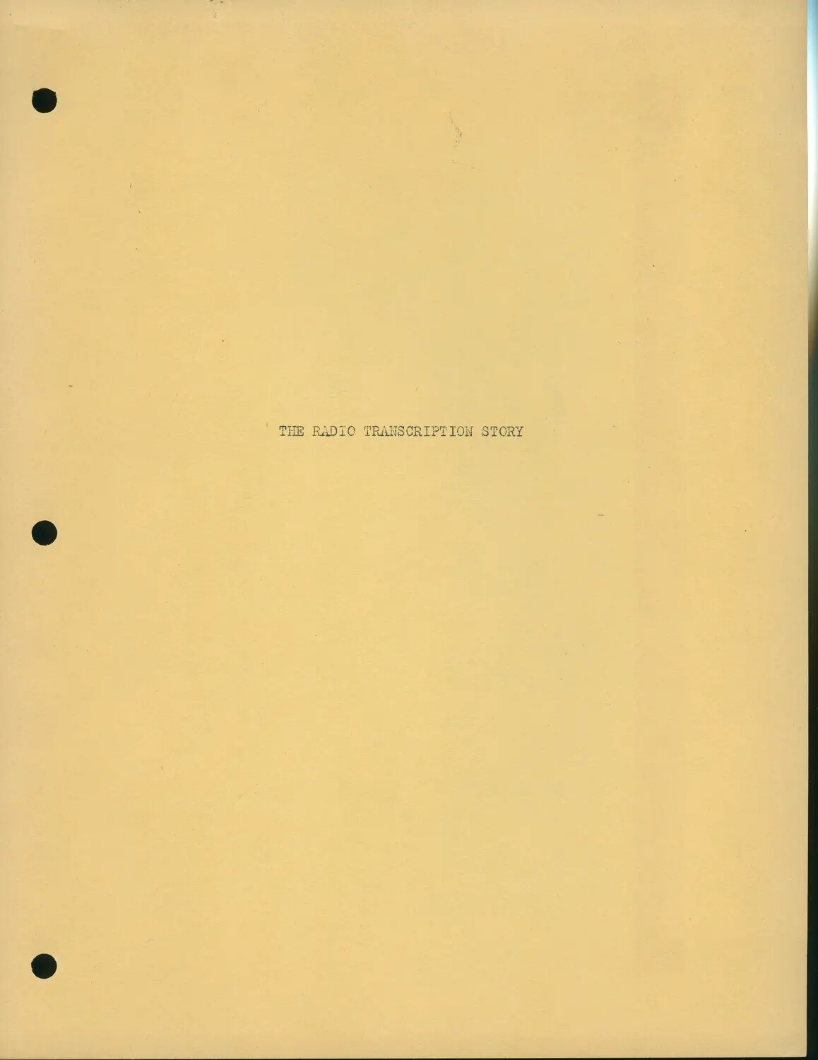 Title Page: 'The Radio Transcription Story' - Armed Forces Radio and Television Service Document