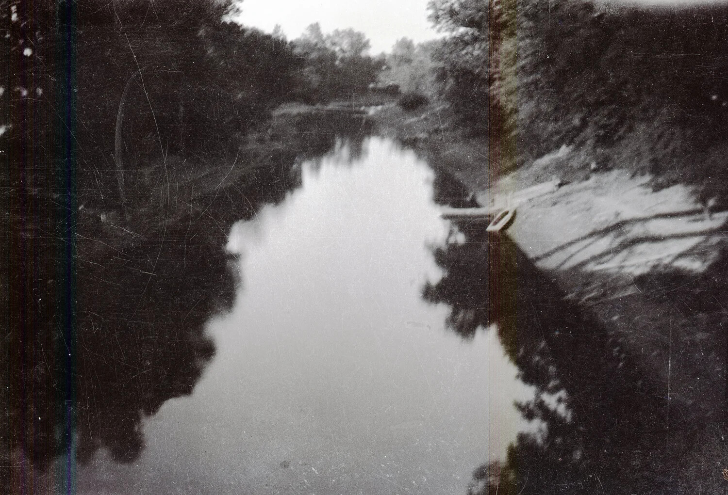 River or Canal Landscape, WWI-Era Photographic Negative (France or England)