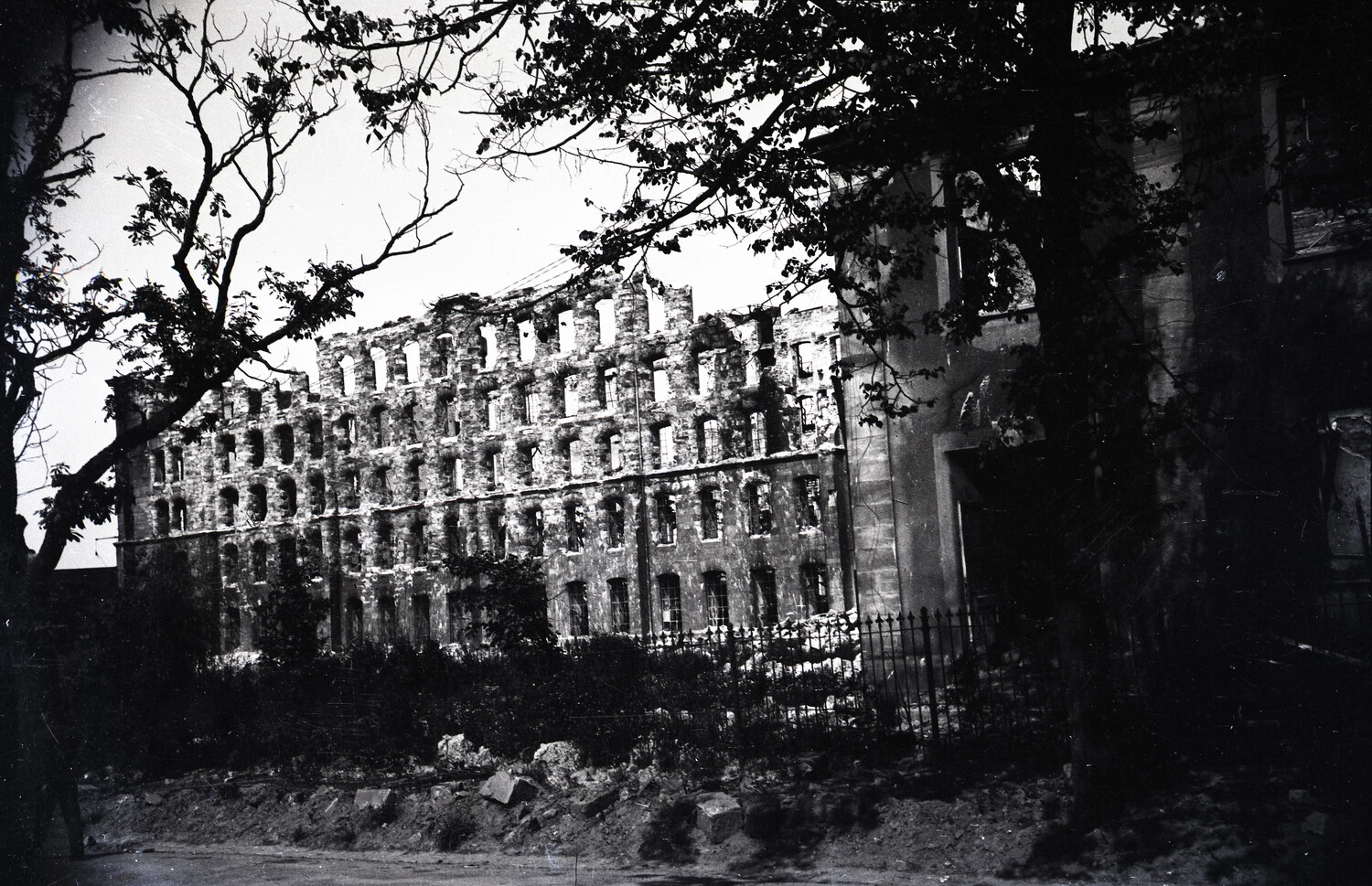 Bombed-Out Multi-Story Building Ruin, Bremerhaven/Bremen Area, Postwar Germany