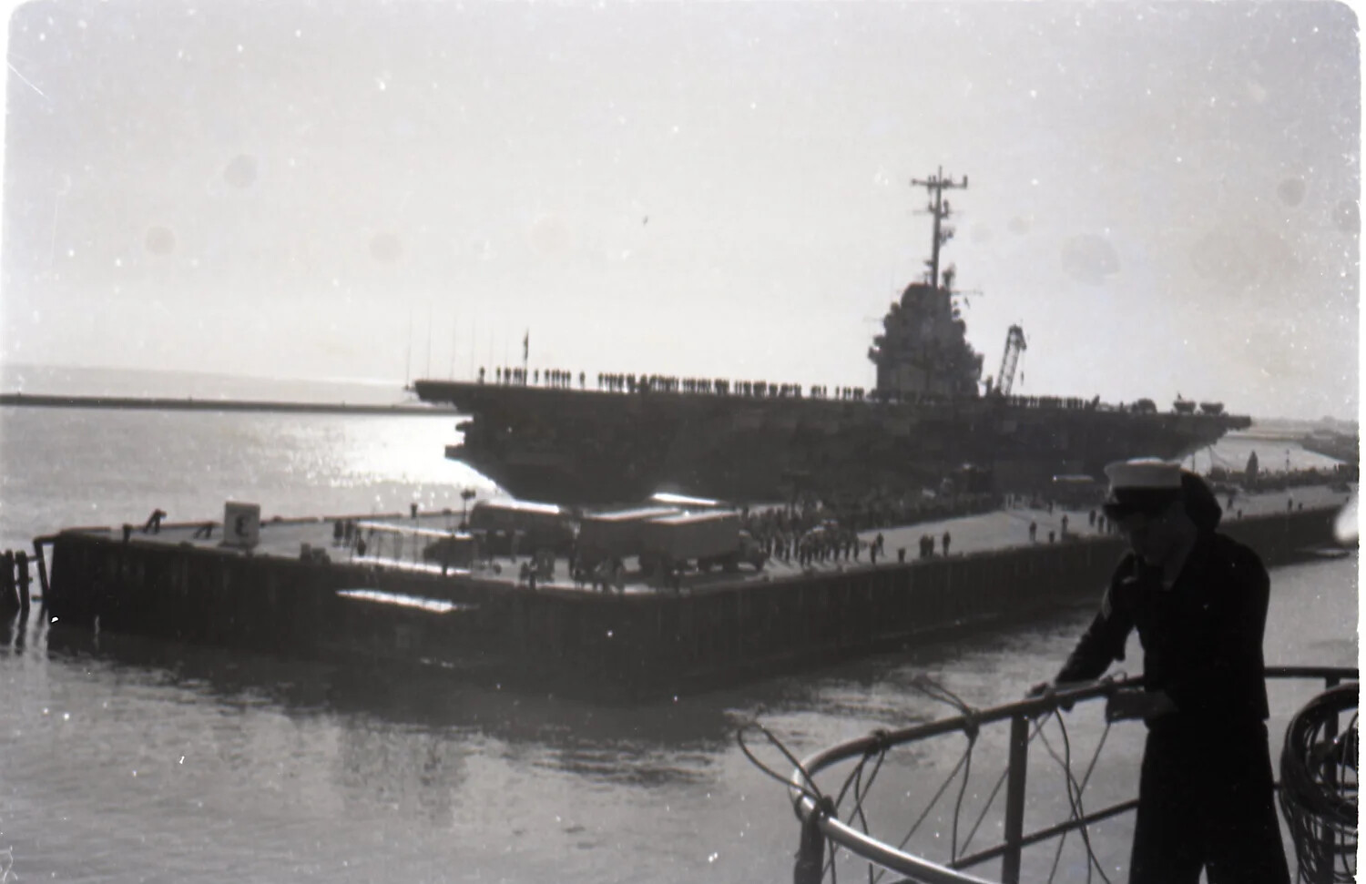 USS Yorktown (CV-10) Manning the Rail at Naval Air Station Alameda, 1954