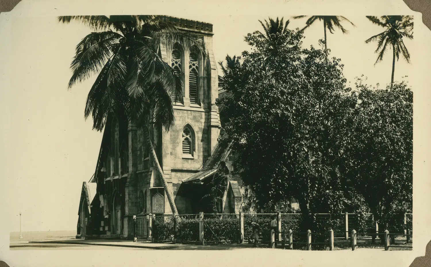 Gothic-Style Stone Church with Palm Trees, Panama Canal Zone Photo Album