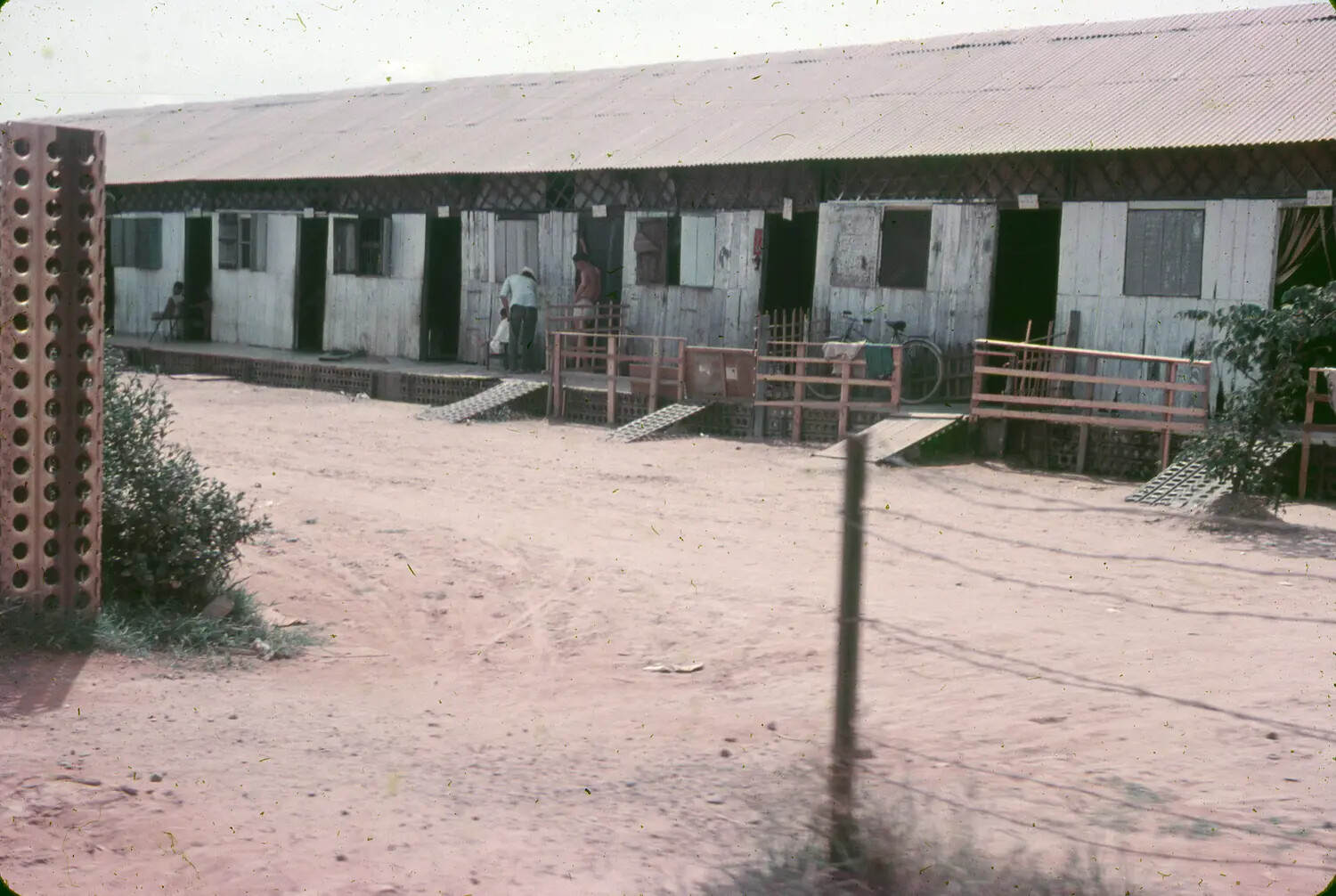 Barracks or Billeting Row with Access Ramps, Vietnam, 1965