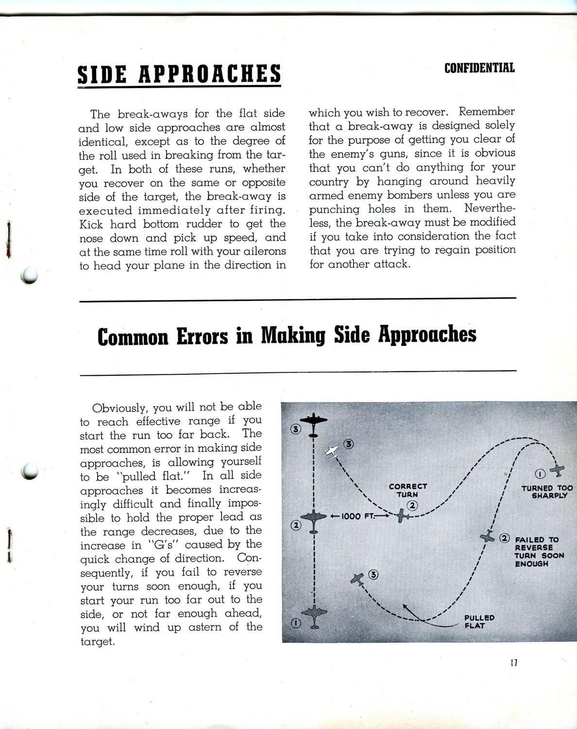 WWII USAAF Fighter Tactics Manual, Page 17 - 'Side Approaches' and Common Break-Away Errors Diagram (CBI Theater Archive)