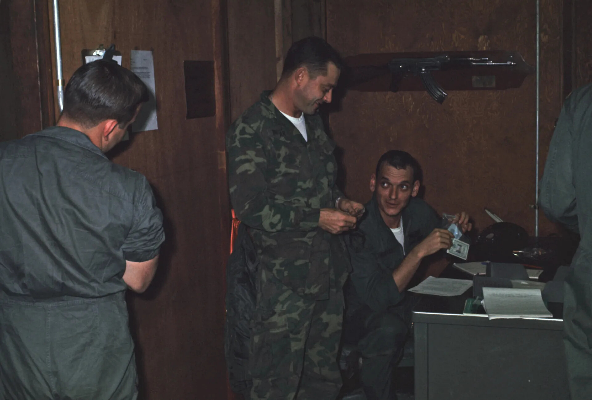Servicemen at Ease with Cash and Cards, Squadron Office