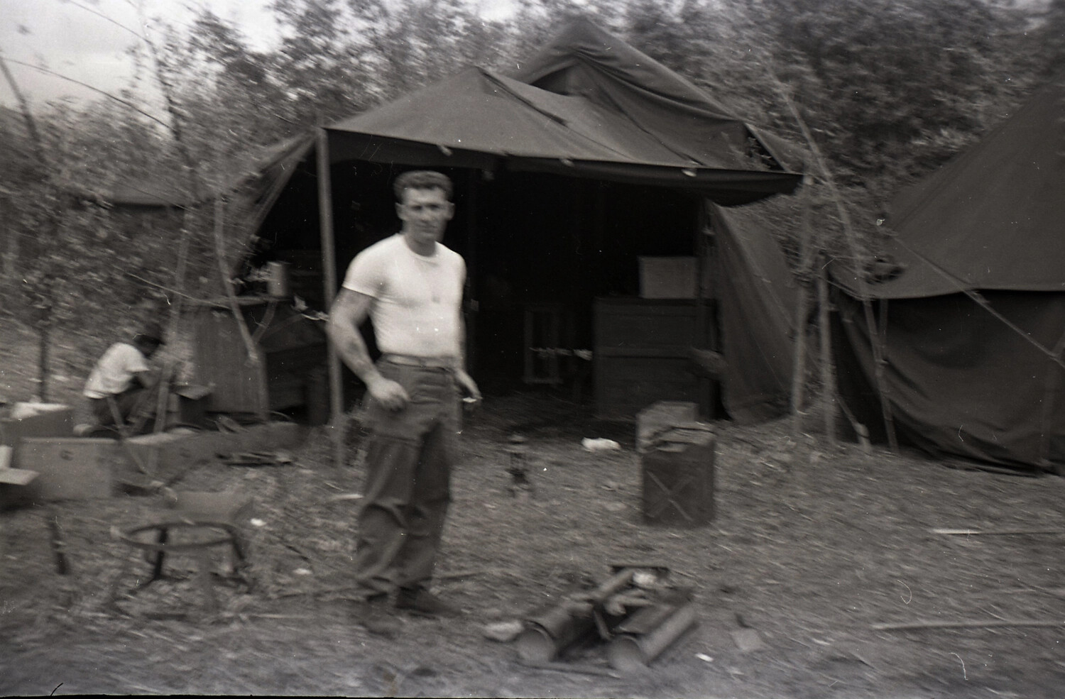 U.S. Army Soldier at Bivouac Camp, 187th Airborne Regimental Combat Team, Korea