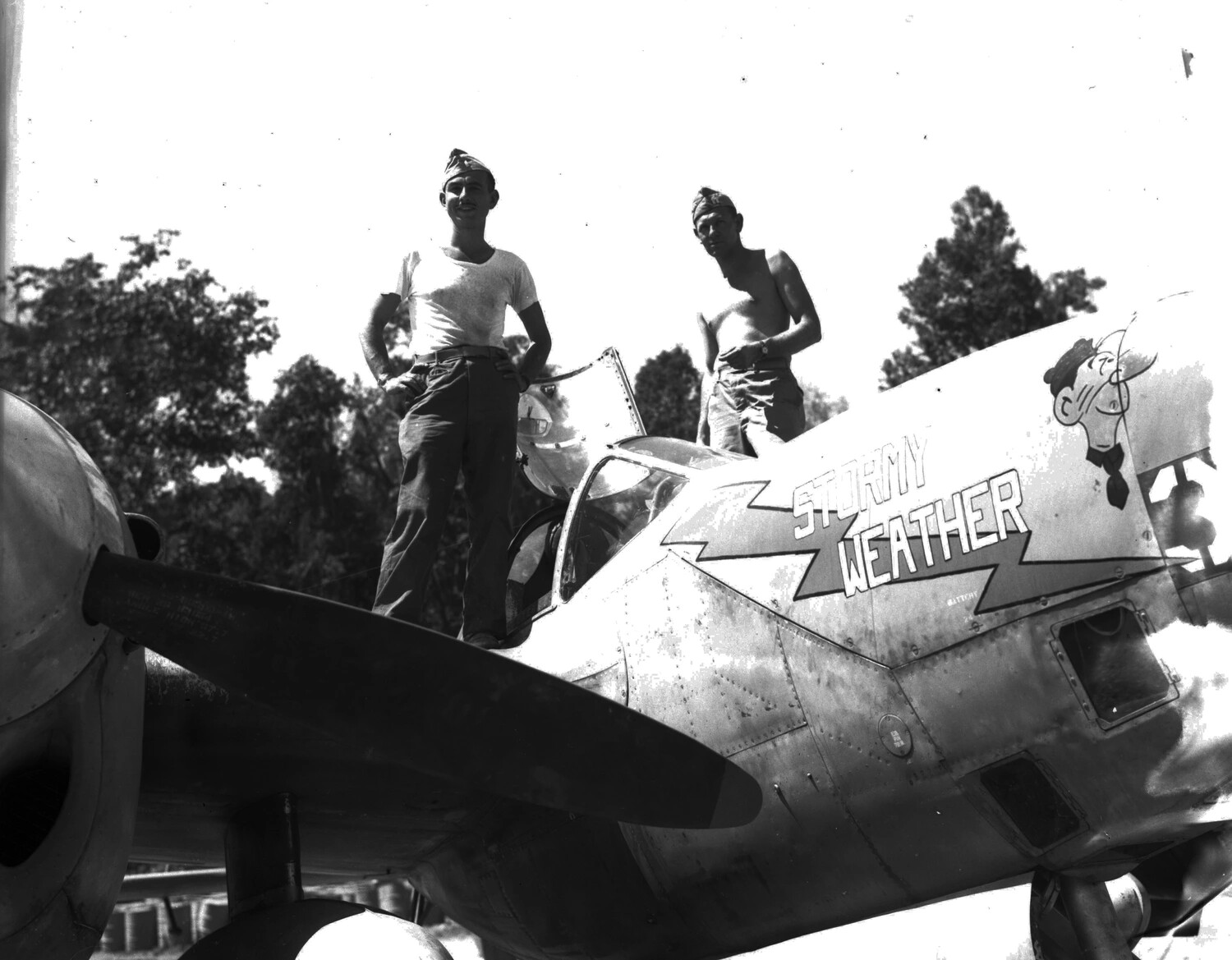 American Airmen Atop Fighter Aircraft "Stormy Weather," CBI Theater, WWII