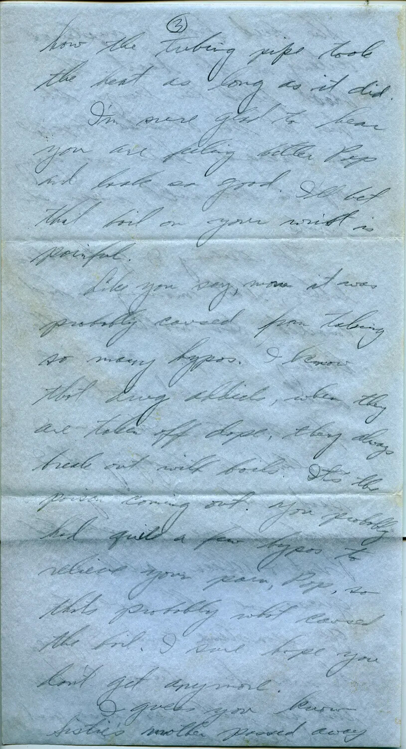 Handwritten Letter, Page 3 – Margaroli Correspondence, WWII Home Front Family Letter