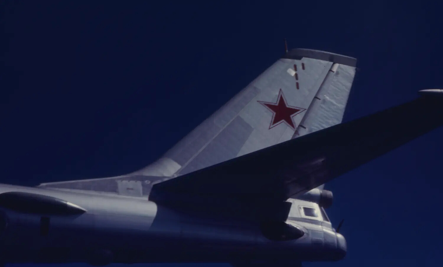 Intercept Photograph of Soviet Tu-95 'Bear' Reconnaissance Aircraft, VF-162, USS Ticonderoga