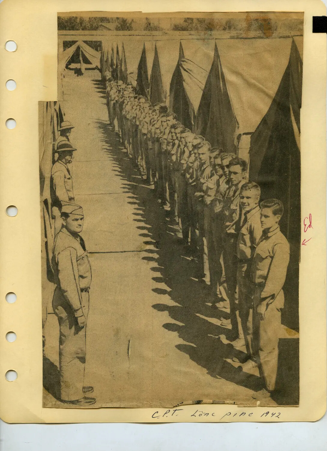 Civilian Pilot Training Program Trainees in Formation, Lone Pine, California, 1942 (McAleer Album)