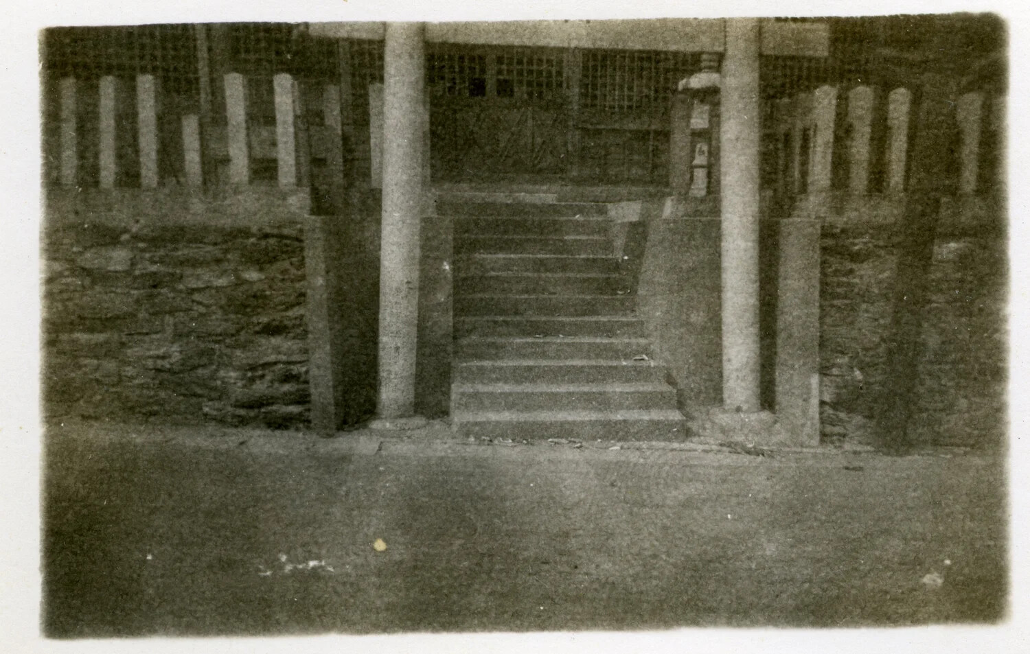Stone Stairway and Building Entrance, Occupied Japan