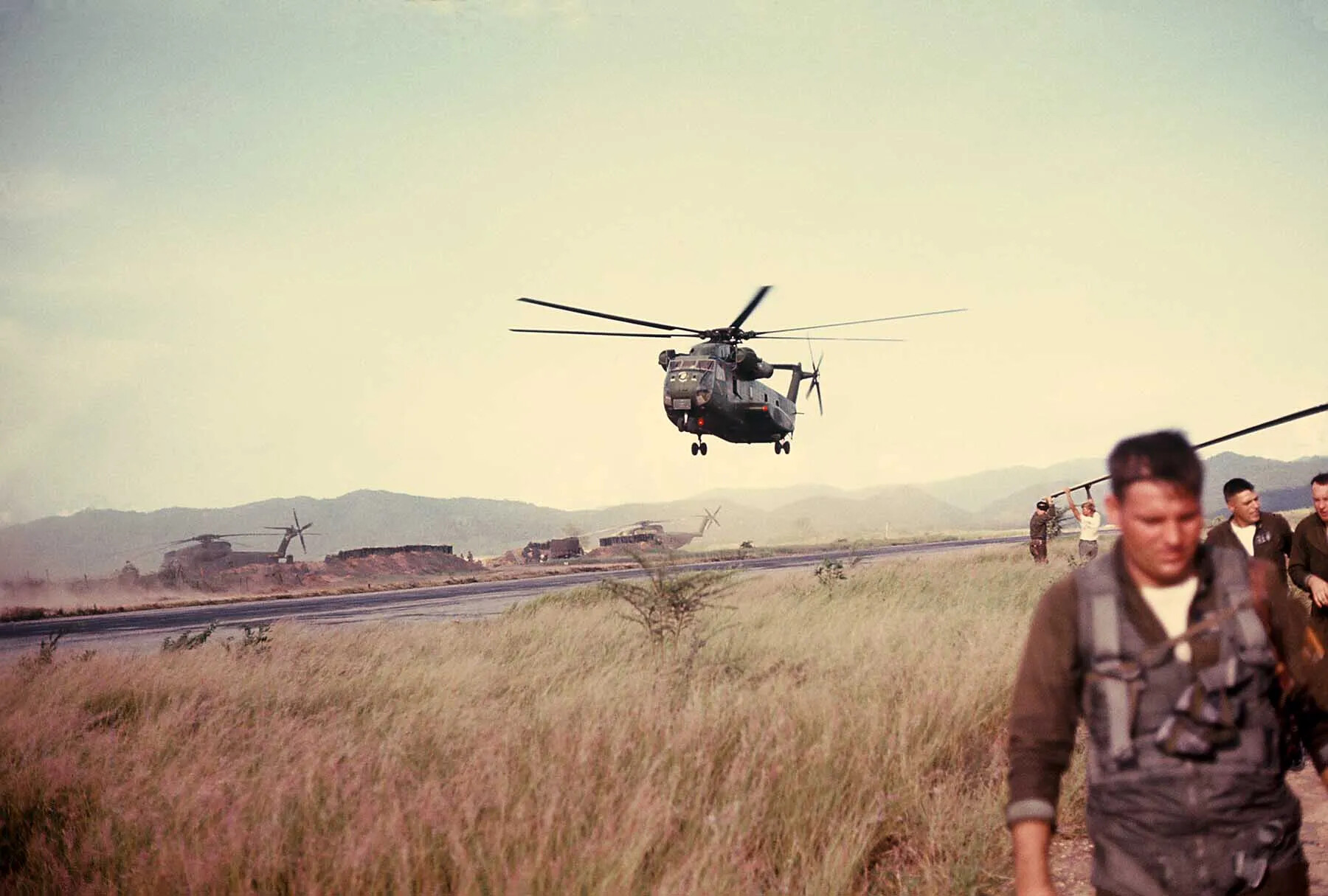 CH-53 Sea Stallion Landing at Forward Airfield, Vietnam Highlands