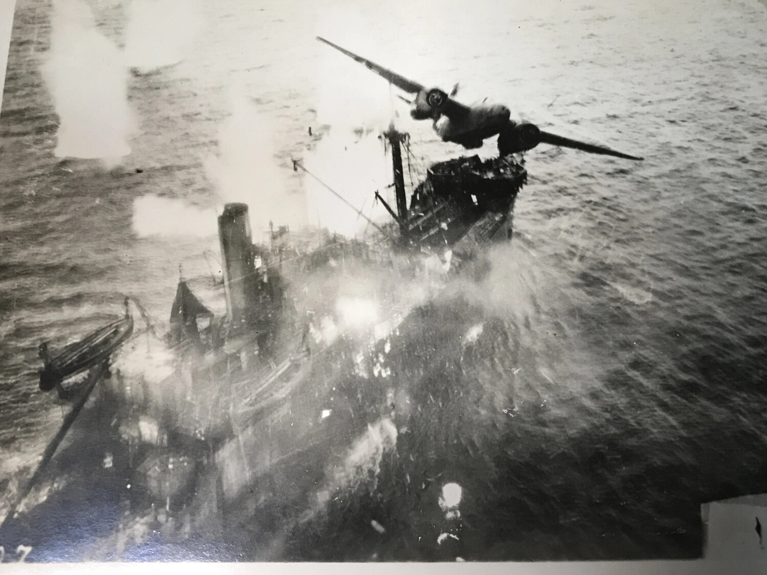 B-25 Mitchell Strafer Attacking Japanese Merchant Vessel at Mast-Top Height