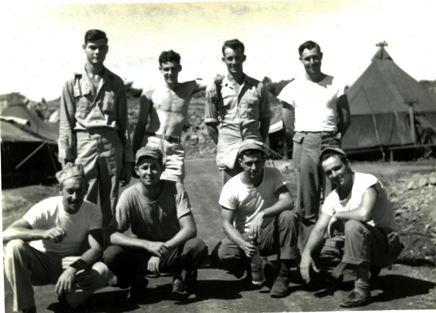 Group Portrait of Marines, 5th Marine Division, Encampment (Iwo Jima / Camp Tarawa Era, WWII)