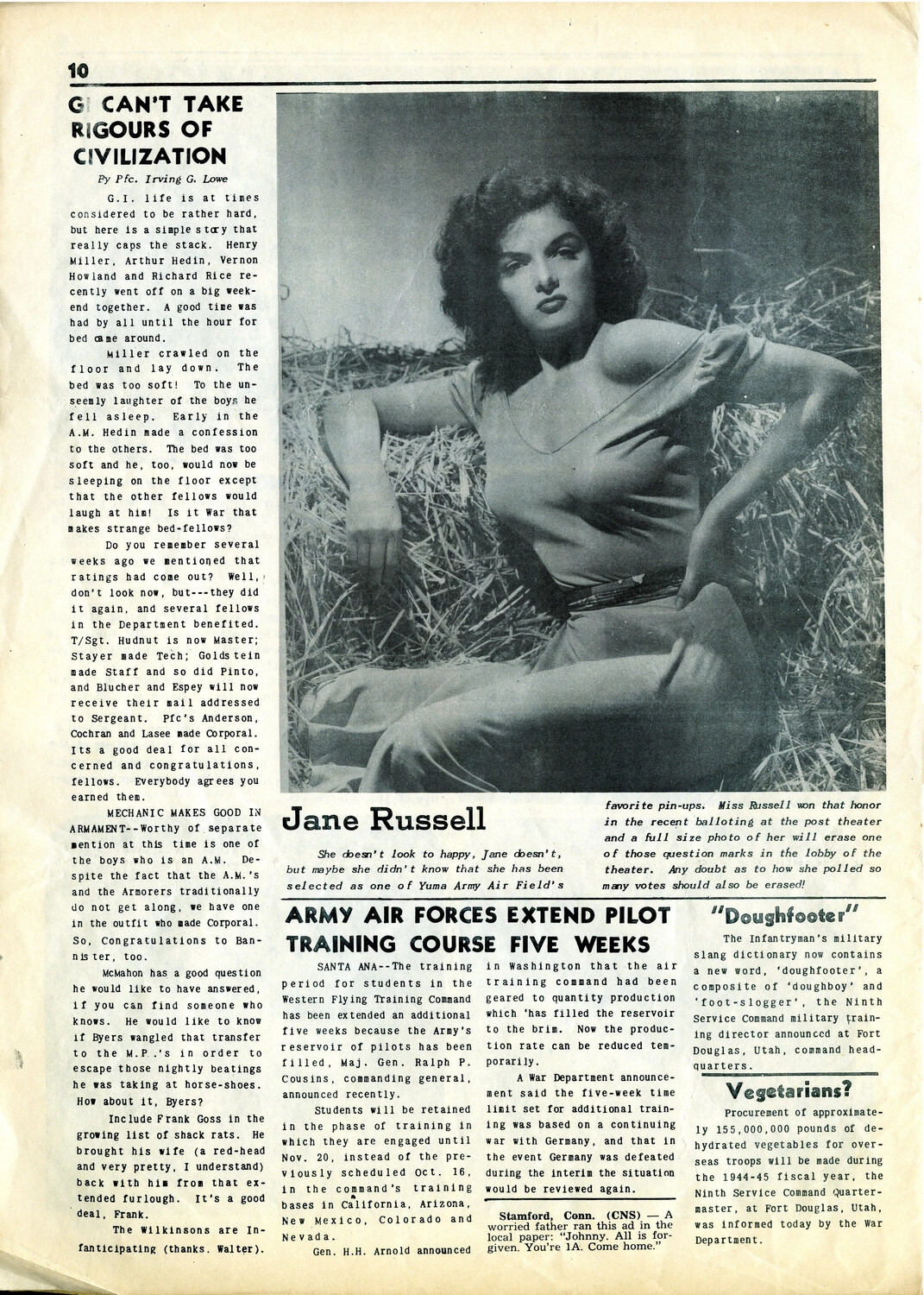 'The Auctioneer' Base Newspaper, Page 10, Yuma Army Air Field, 1944