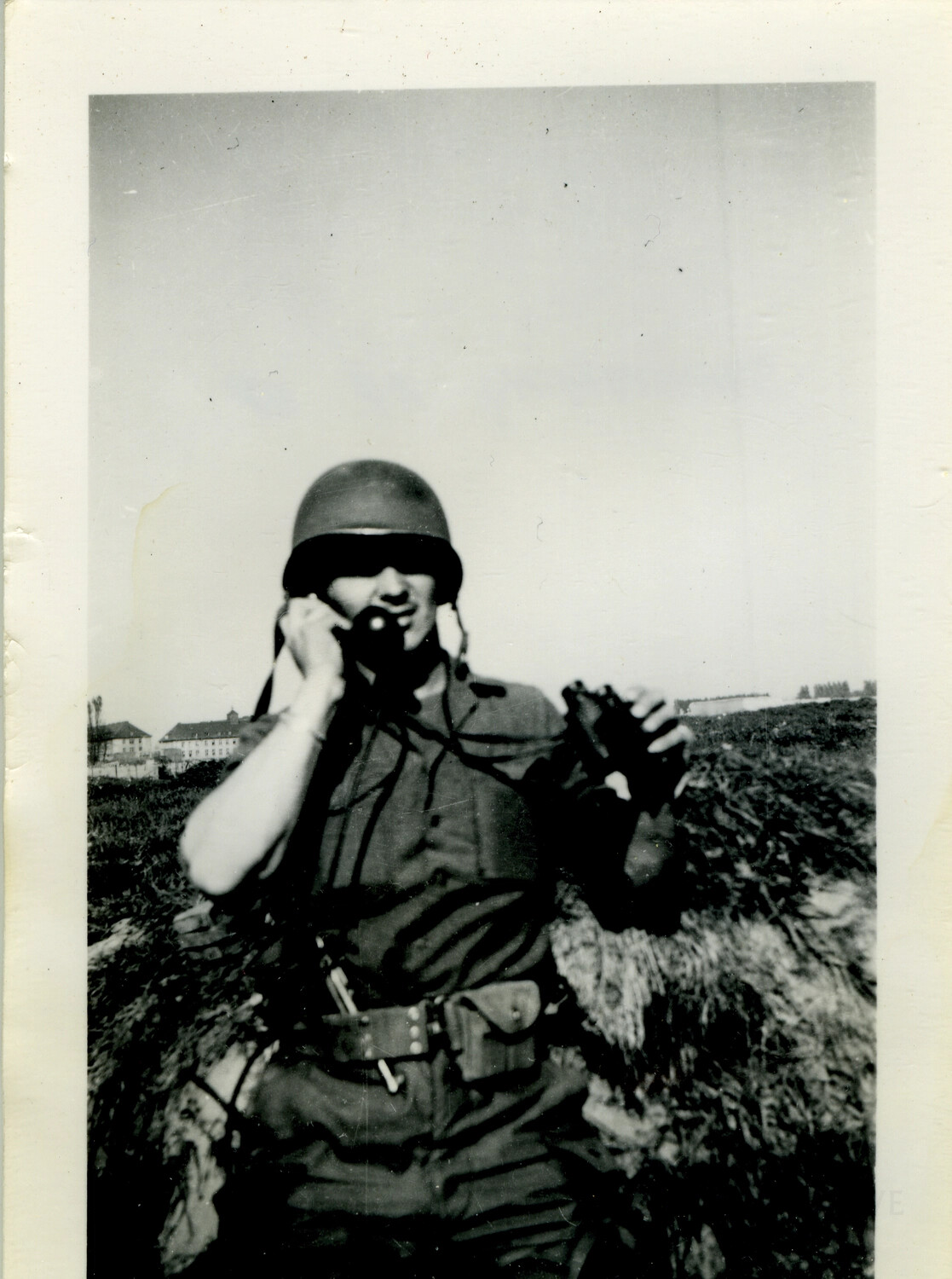 101st Airborne Division Paratrooper Scanning the Horizon with Field Binoculars, European Theater, WWII