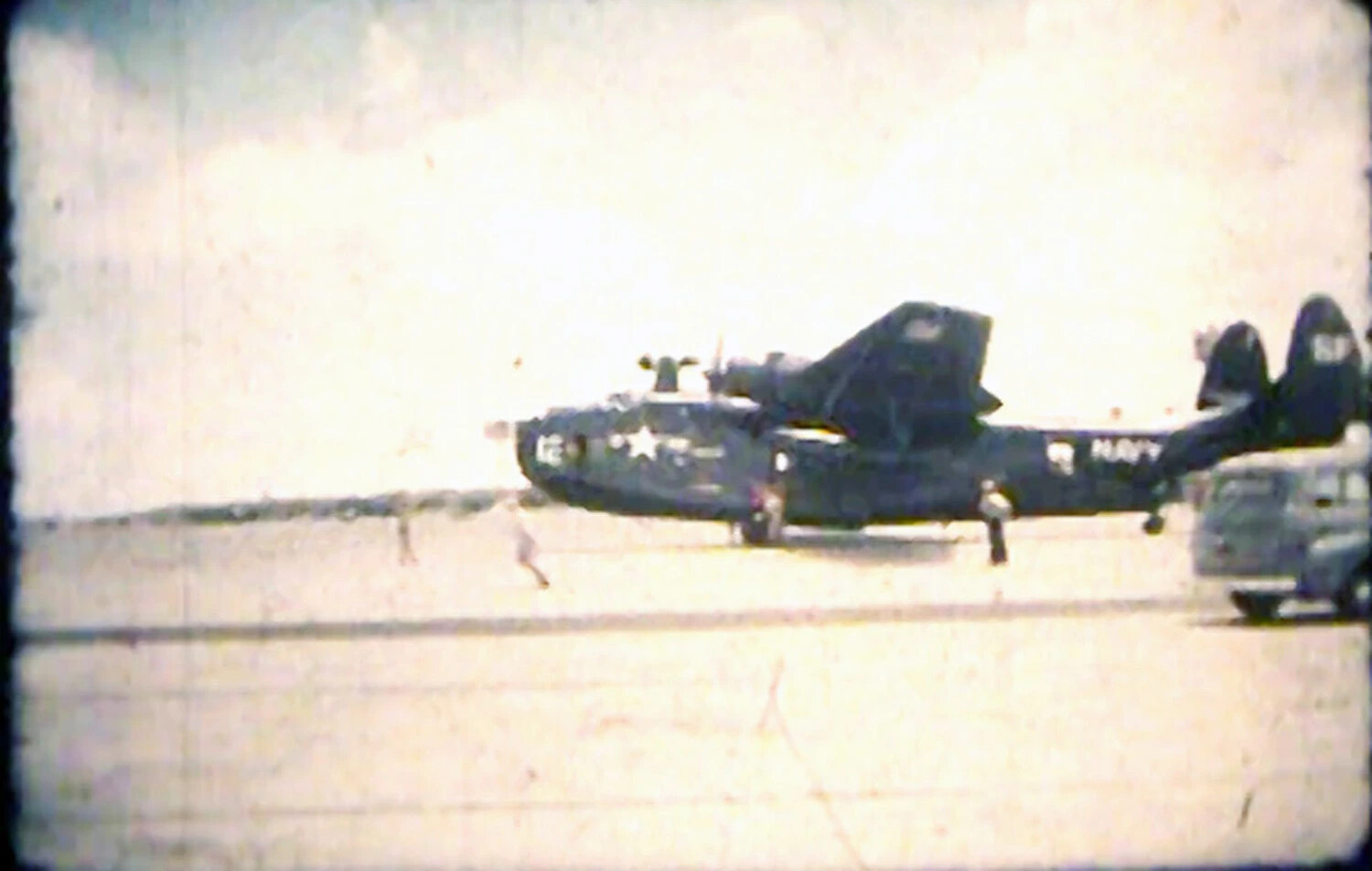 U.S. Navy Patrol Aircraft on the Ramp at NAS Kaneohe Bay (Film Frame)