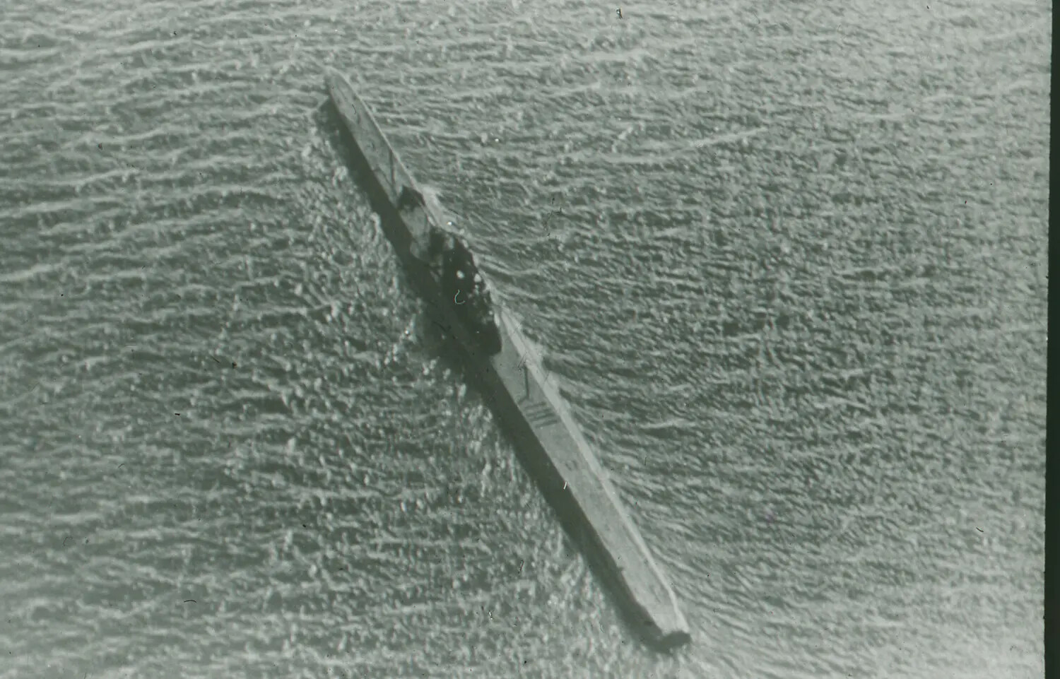 Aerial View of Submarine Underway, WWII-Era 35mm Negative