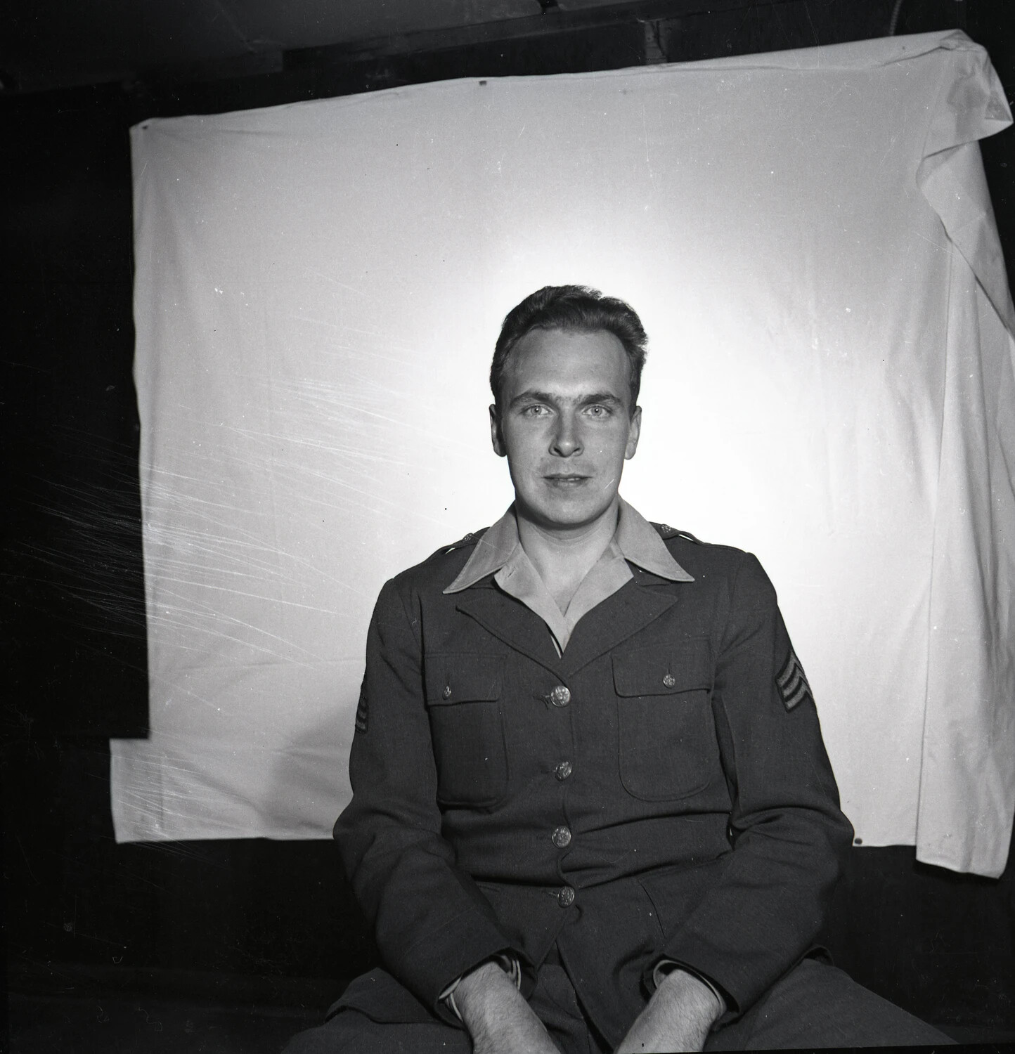 Studio Portrait of a Sergeant in Service Uniform