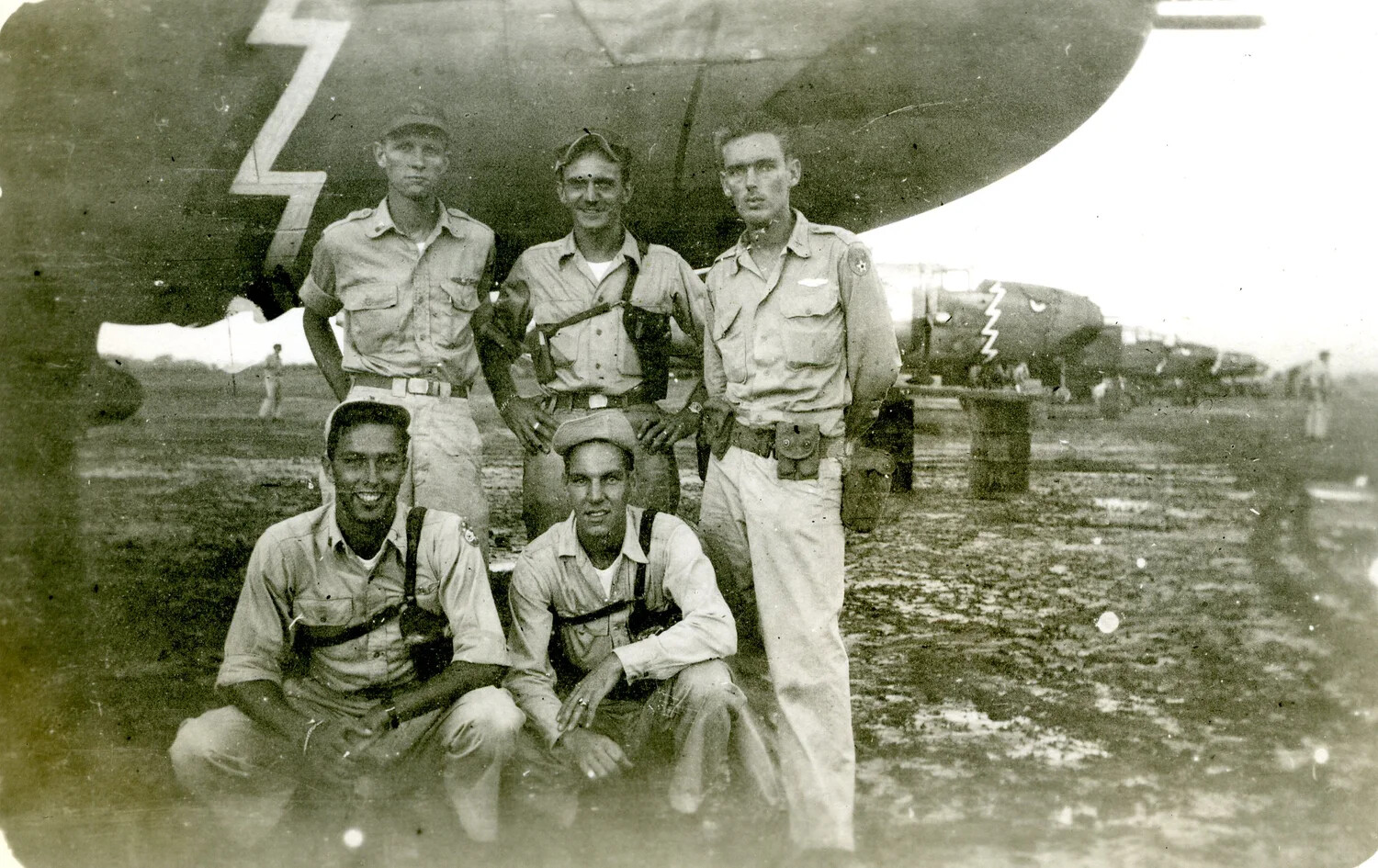 B-25 Mitchell Aircrew with Lightning-Bolt Tail Marking, 345th Bombardment Group (501st Bomb Squadron), Pacific Theater, WWII