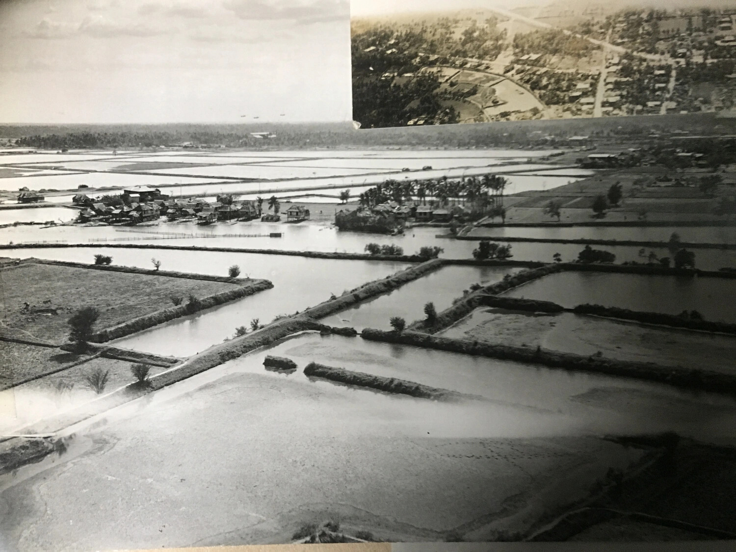 Album Page View of Flooded Rice Paddy Landscape with Adjoining Aerial Photographs, 312th Bomb Group