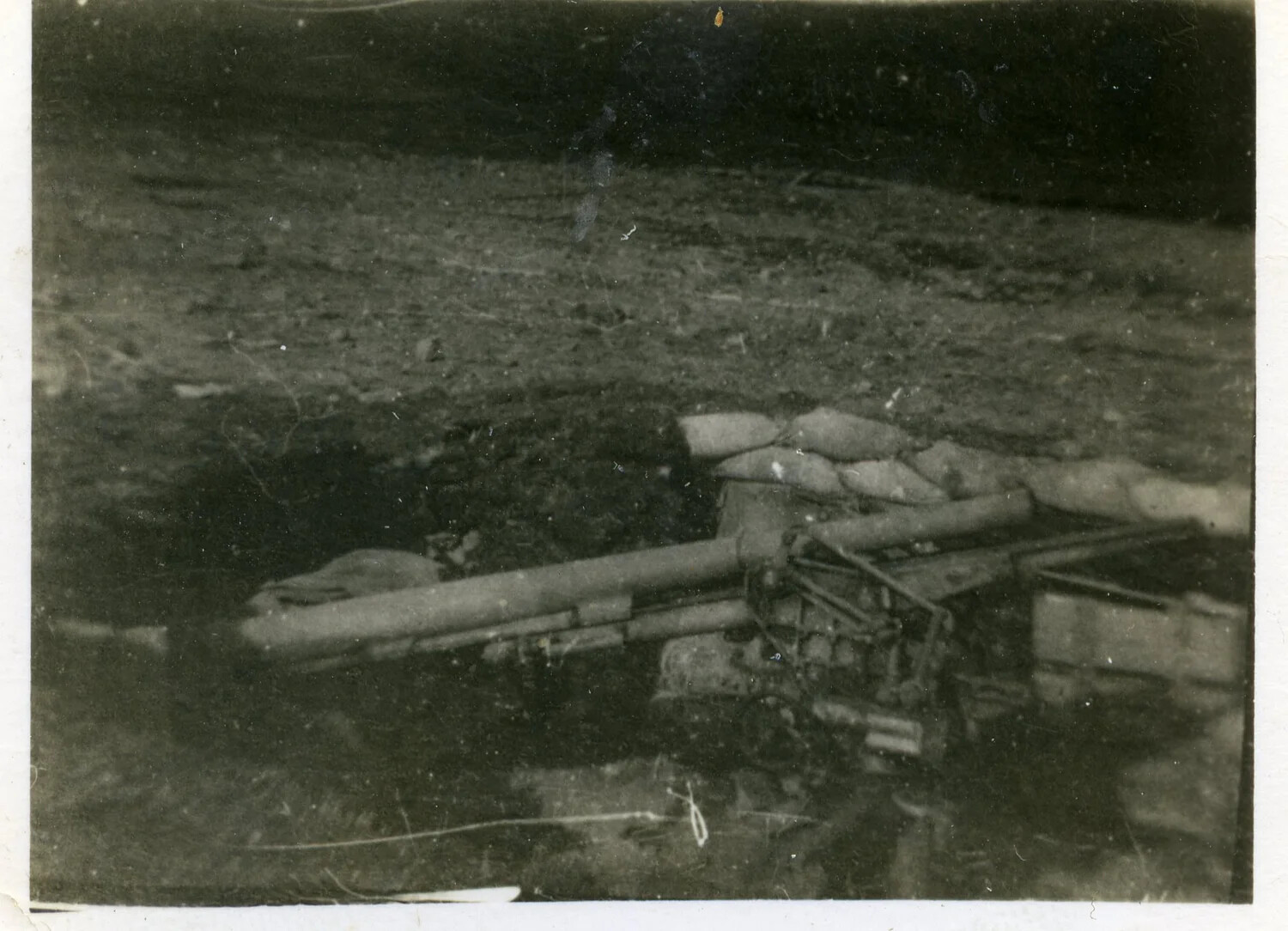 Artillery Gun in Sandbagged Emplacement, Aleutian Islands, 1943
