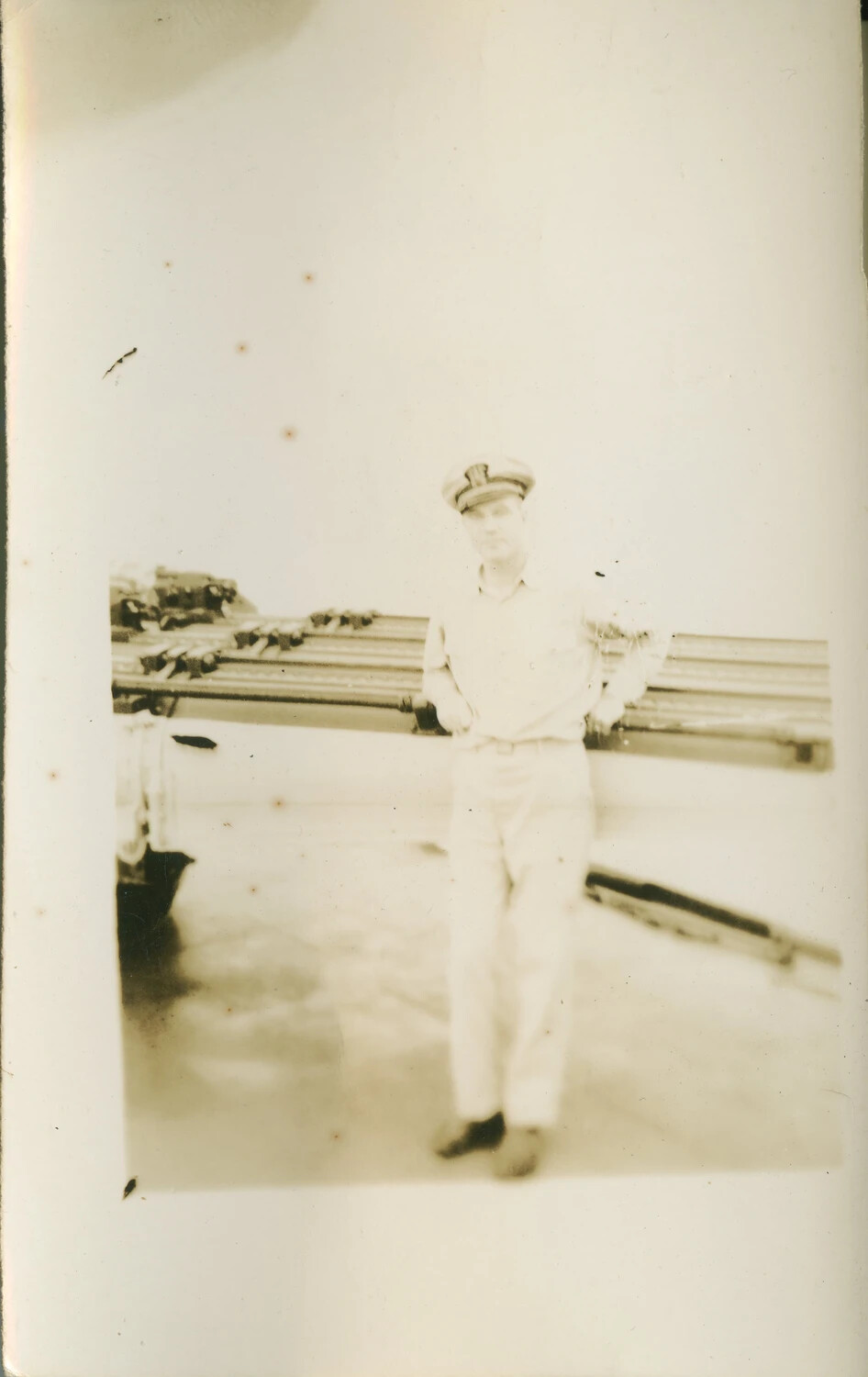 U.S. Navy Officer on Deck of Small Combatant Vessel, Pacific Theater, WWII