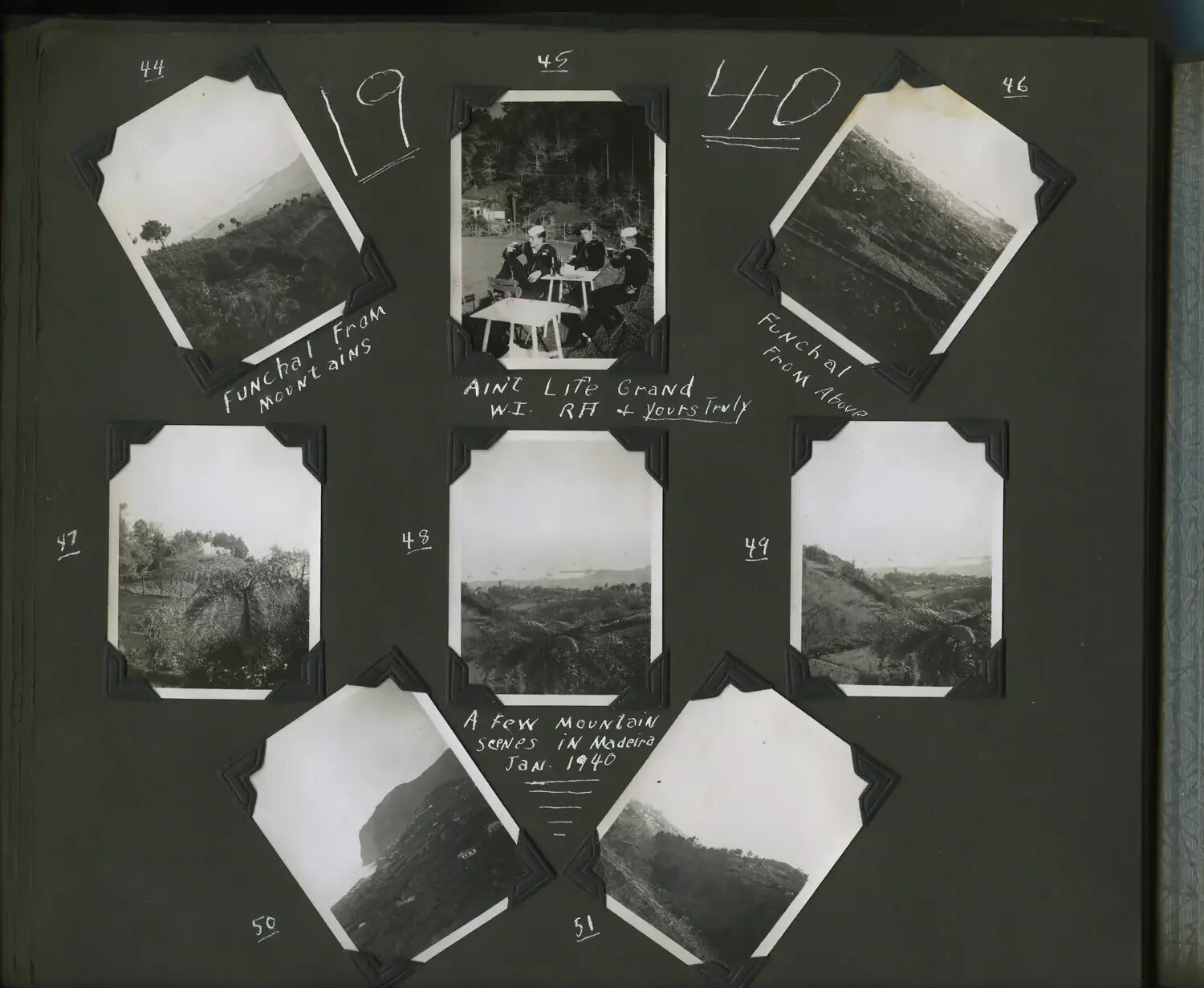 Album Page: USS Trenton (CL-11) Sailor's Scrapbook, Funchal and Mountain Scenes, Madeira, January 1940