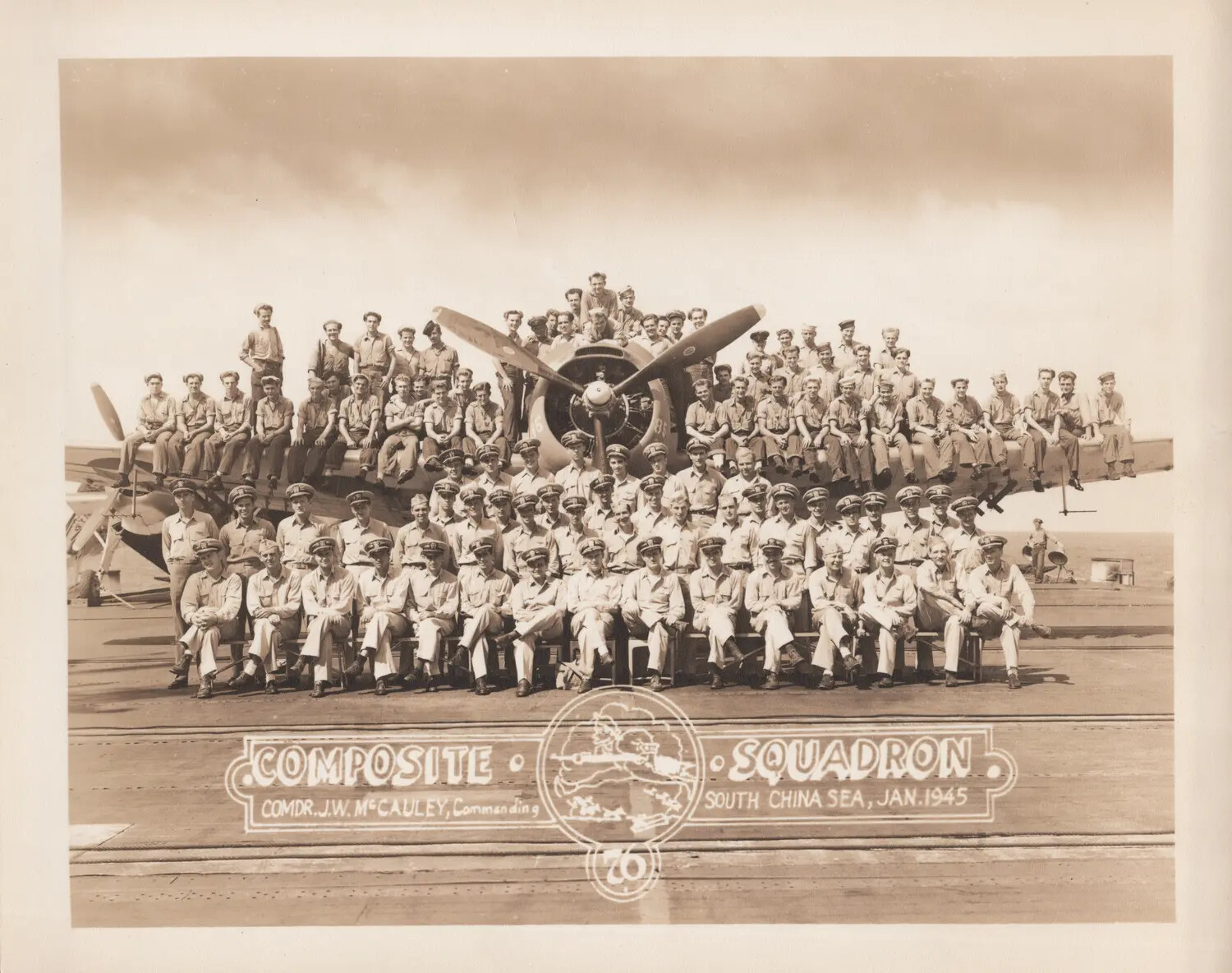 Officers and Men of Composite Squadron 76 (VC-76), South China Sea, January 1945