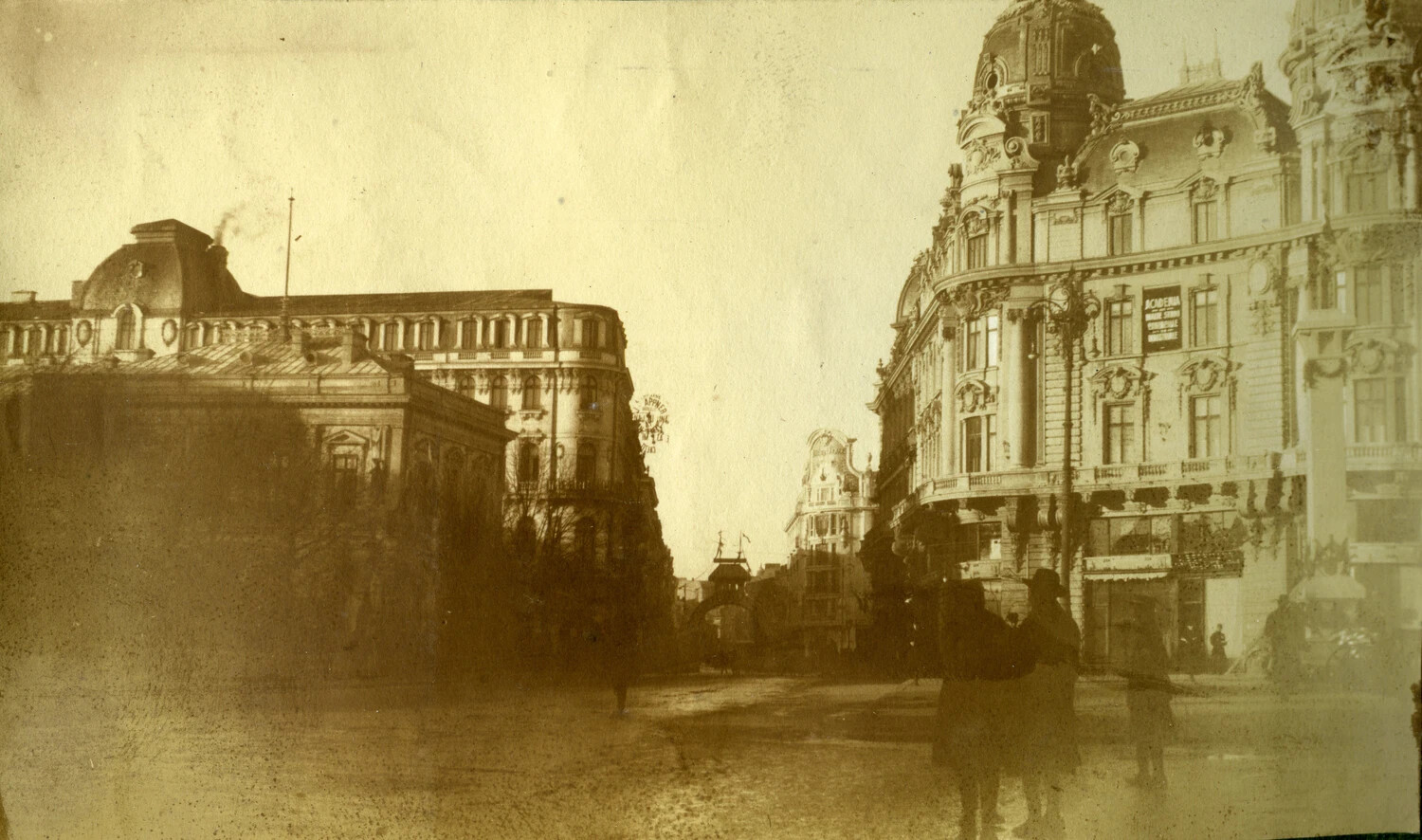 European City Street Scene with Beaux-Arts Building, WWI-era French Pilot Album