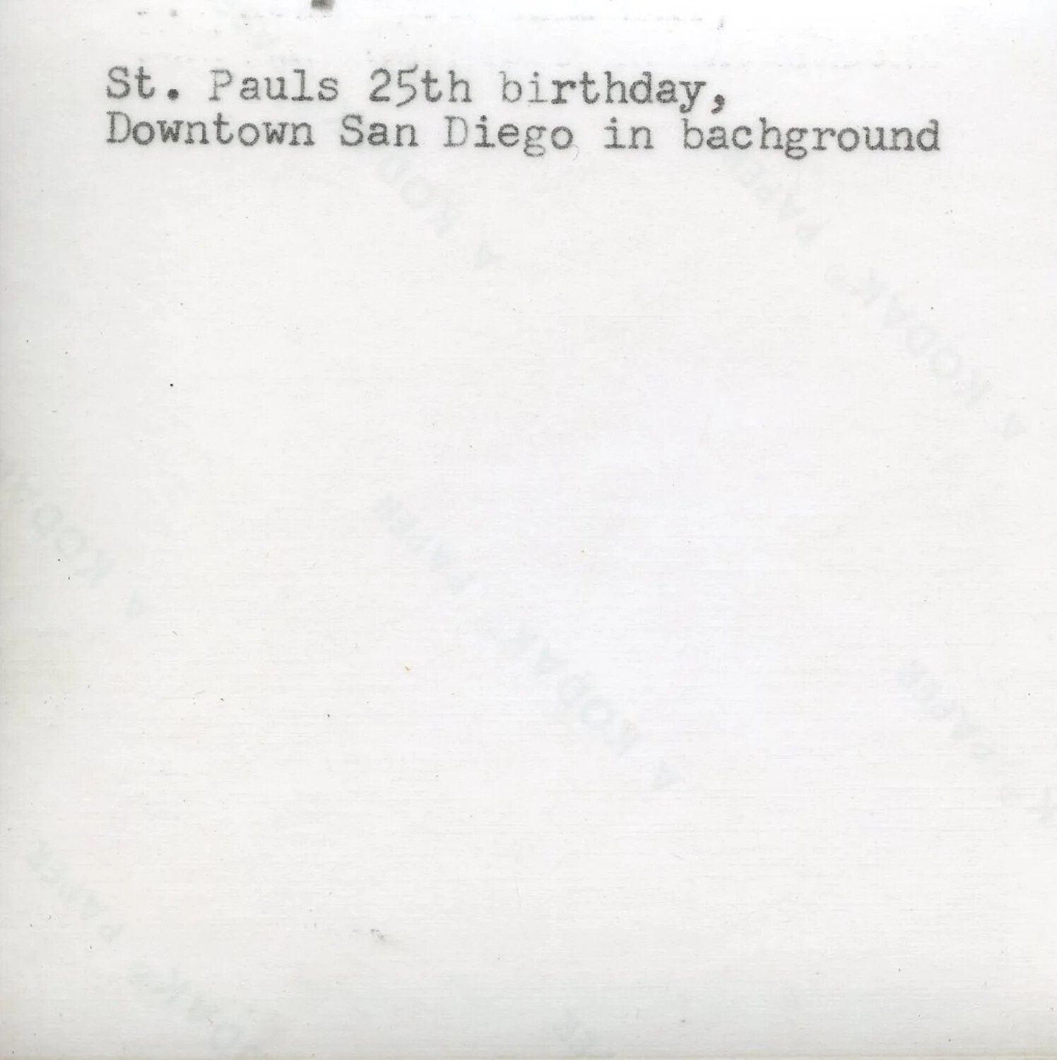 Typewritten Caption Slip: USS Saint Paul (CA-73) 25th Anniversary, San Diego, 1970
