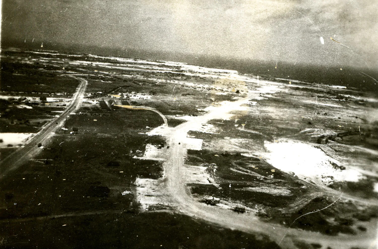 Aerial View of Airfield Construction, Ie Shima, Pacific Theater