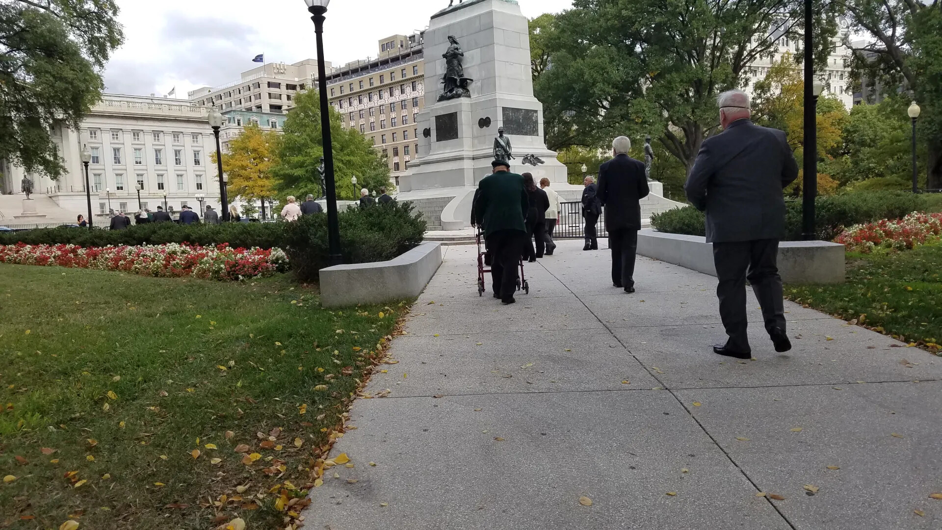 Attendees Walking Past Sherman Monument, Medal of Honor Ceremony Day, October 23, 2017