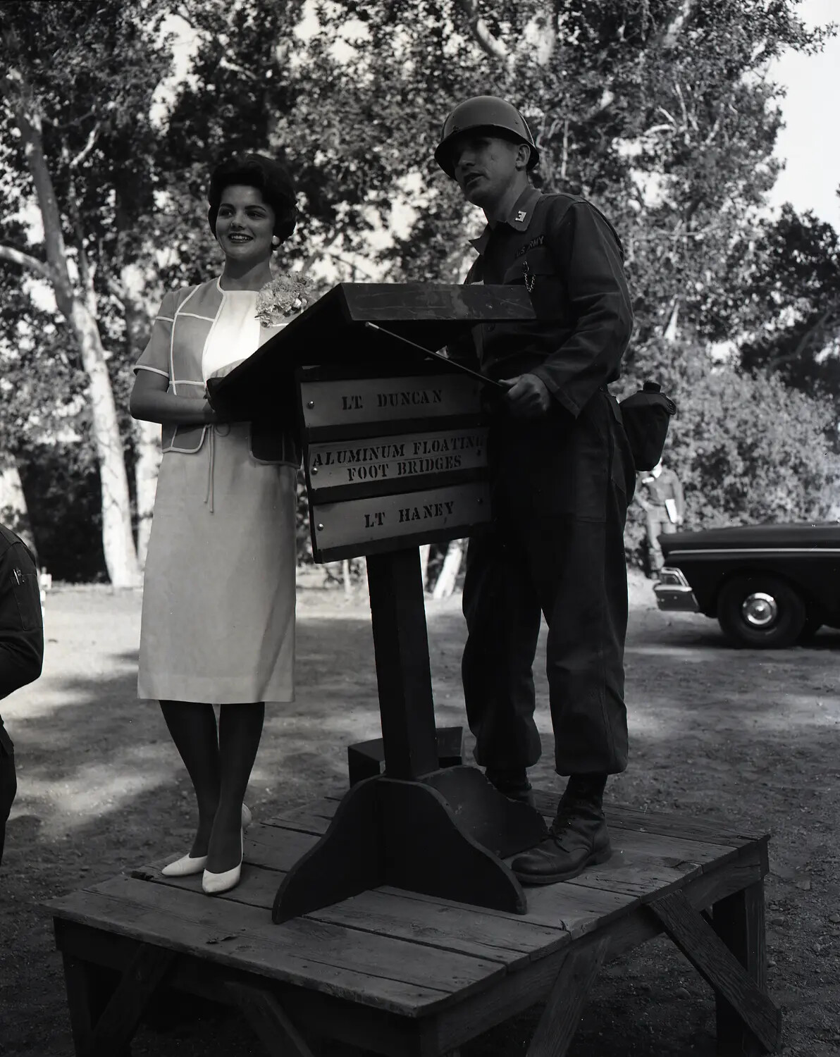 Miss California 1960 Suzanne Marie Reamo Tours National Guard Engineer Unit Bridging Exhibit