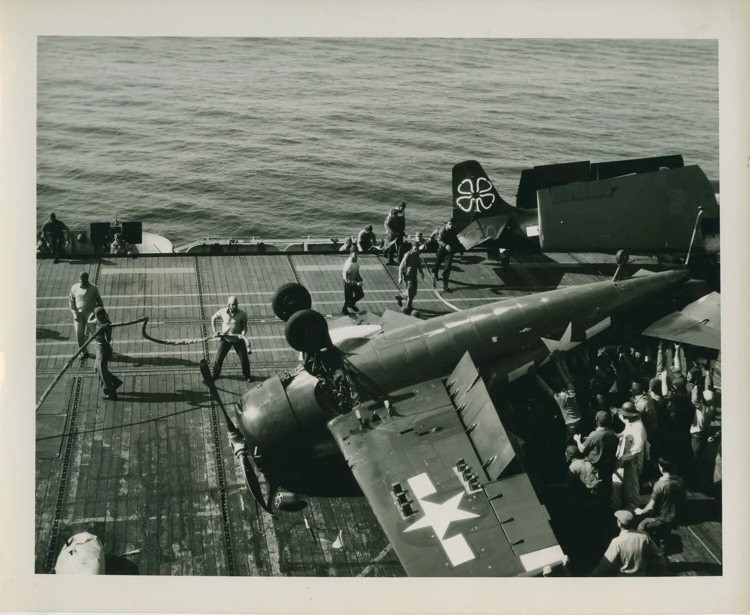 Flight Deck Crew Spotting TBM Avenger Aboard USS Petrof Bay (CVE-80), WWII