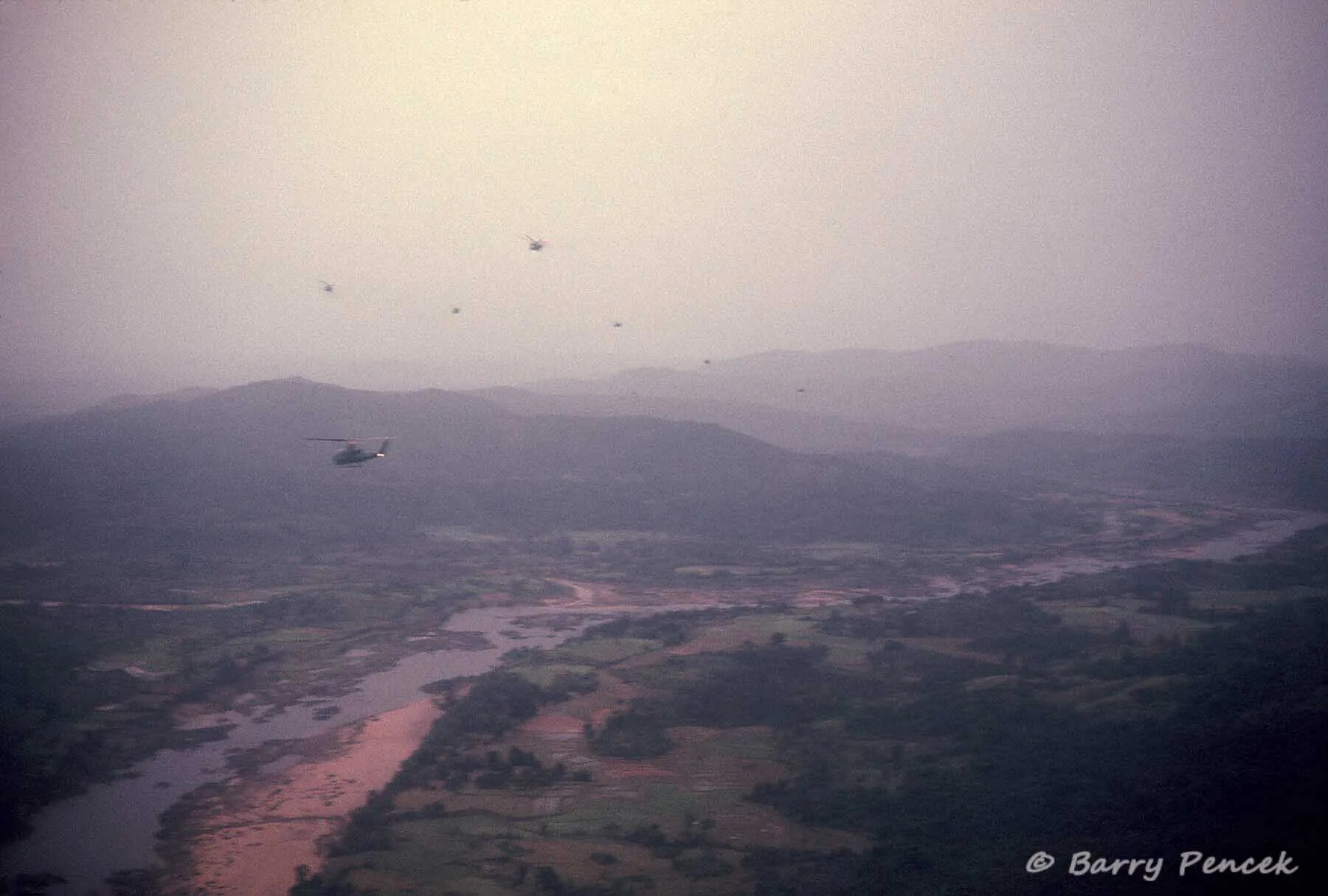 Helicopter Formation over River Valley, Operation Tailwind, Laos, 1970