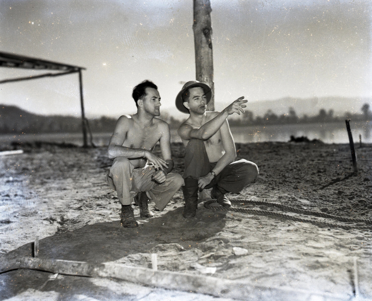 American Servicemen at Riverside Camp, China-Burma-India Theater, WWII