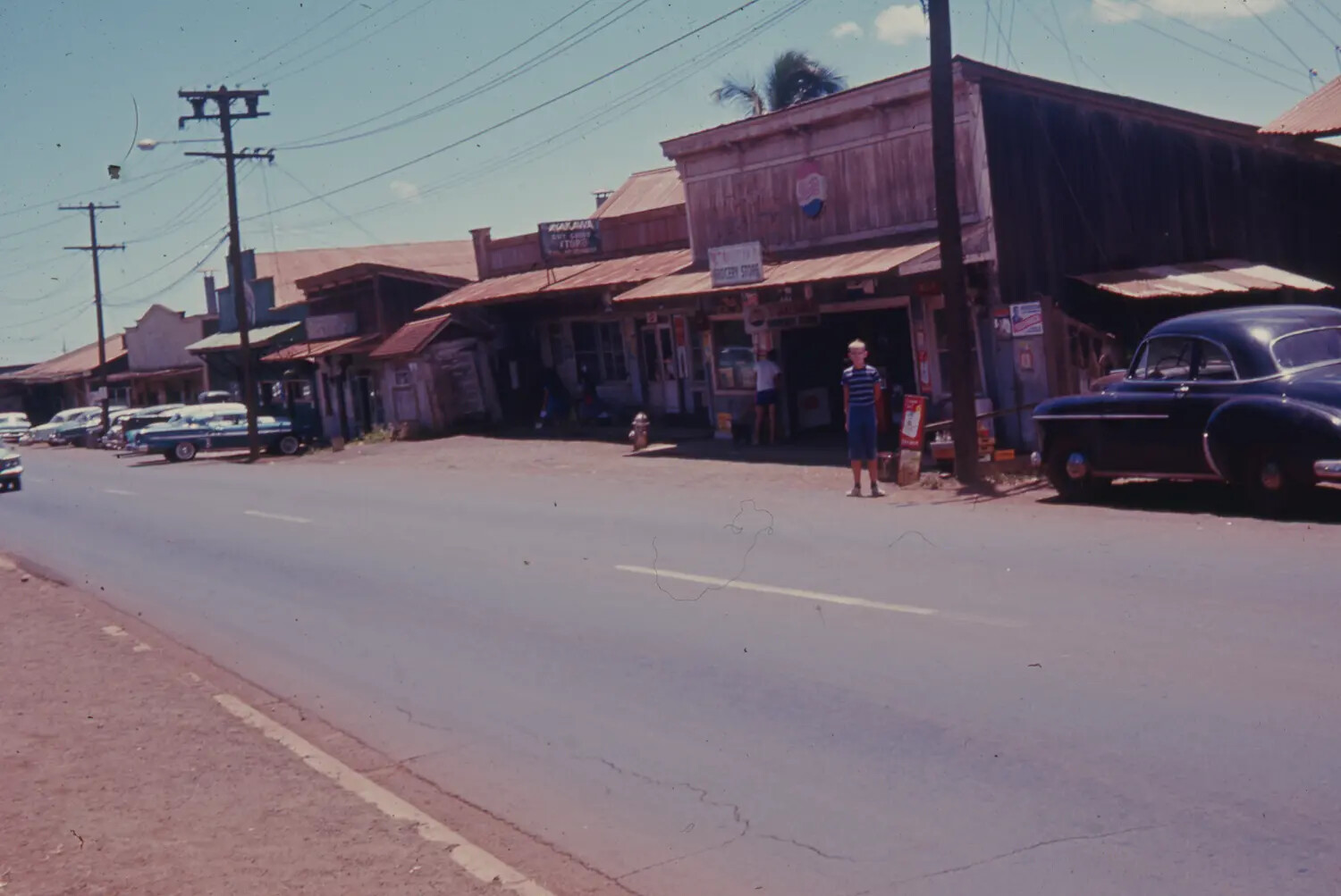 Small-Town Main Street Scene, Pacific Waypoint, 1968 (Vietnam-Era Slide Collection)