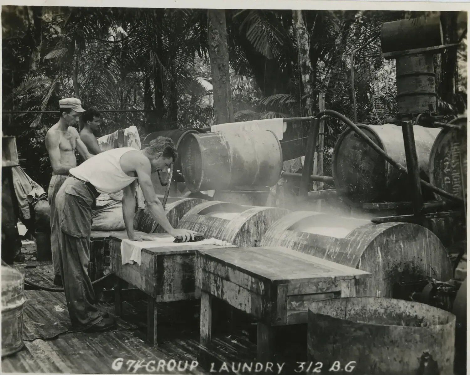 Group Laundry Facility, 312th Bombardment Group, Pacific Forward Base, WWII