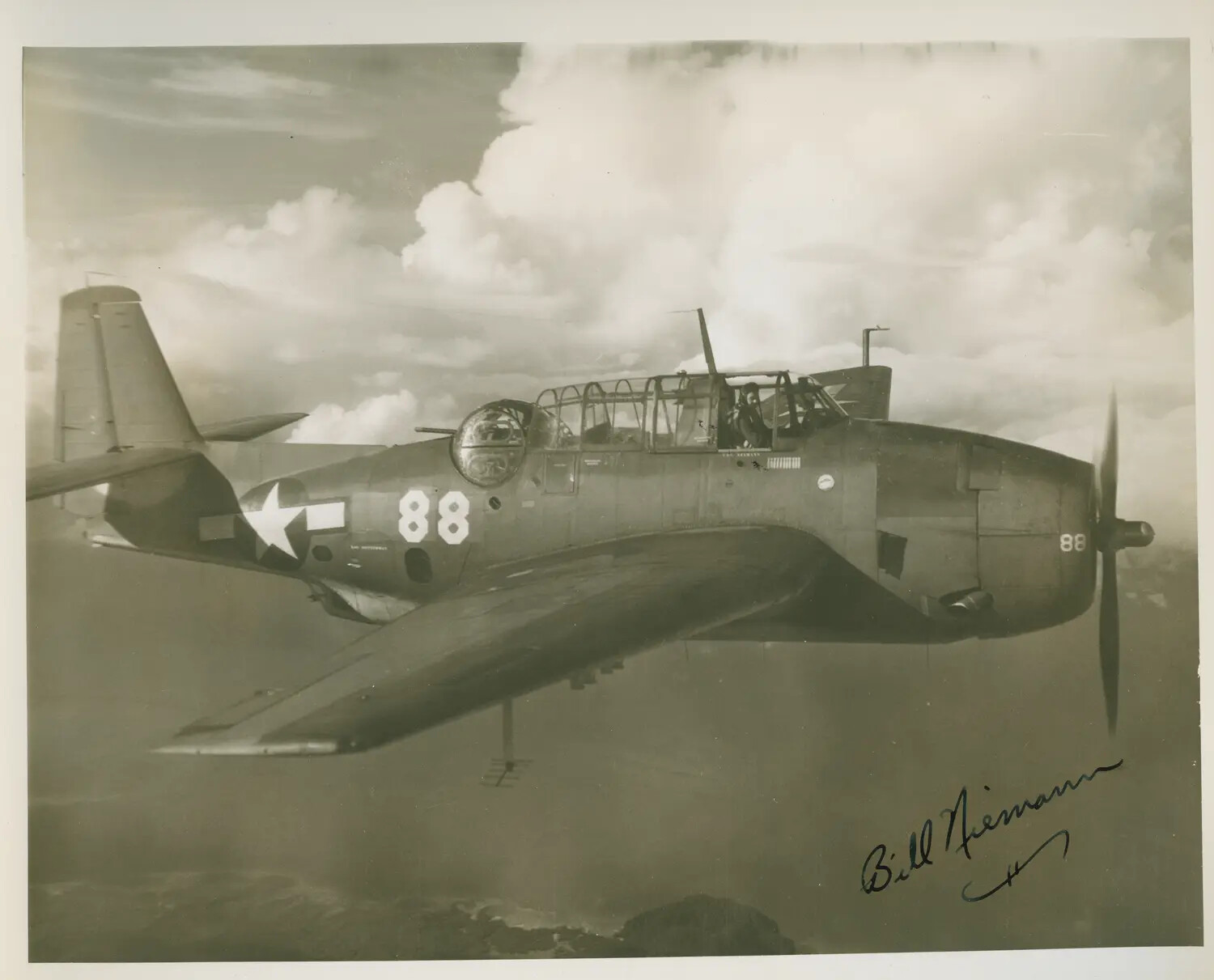 TBM/TBF Avenger Torpedo Bomber '88' in Flight — USS Petrof Bay (CVE-80) Air Group, WWII