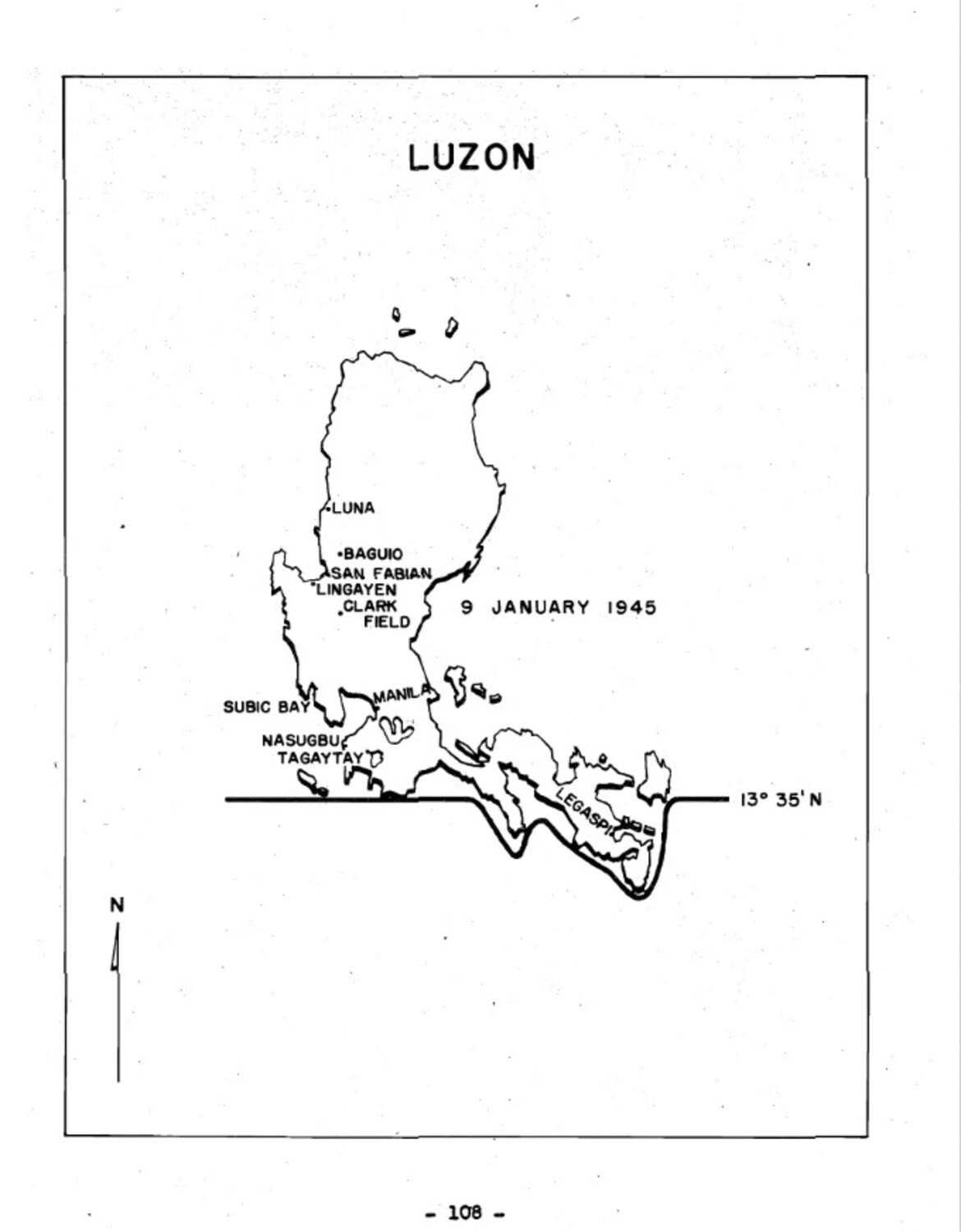 Reference Map of Luzon, Philippines, Dated 9 January 1945, from Unit History Document