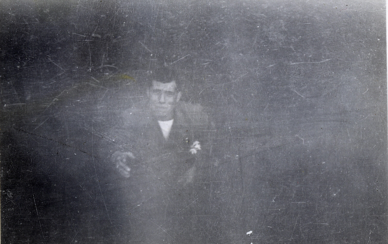 Damaged Portrait Negative, Unidentified Man - 101st Airborne Division Collection, WWII Era