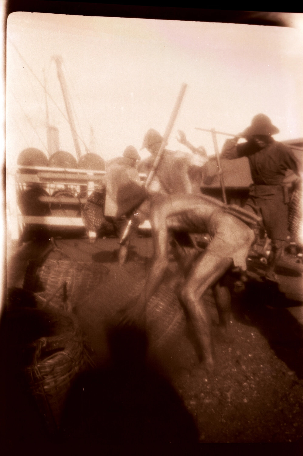 Chinese Dockworkers Loading Cargo, U.S. Navy China Station, 1930s (Pre-WWII)