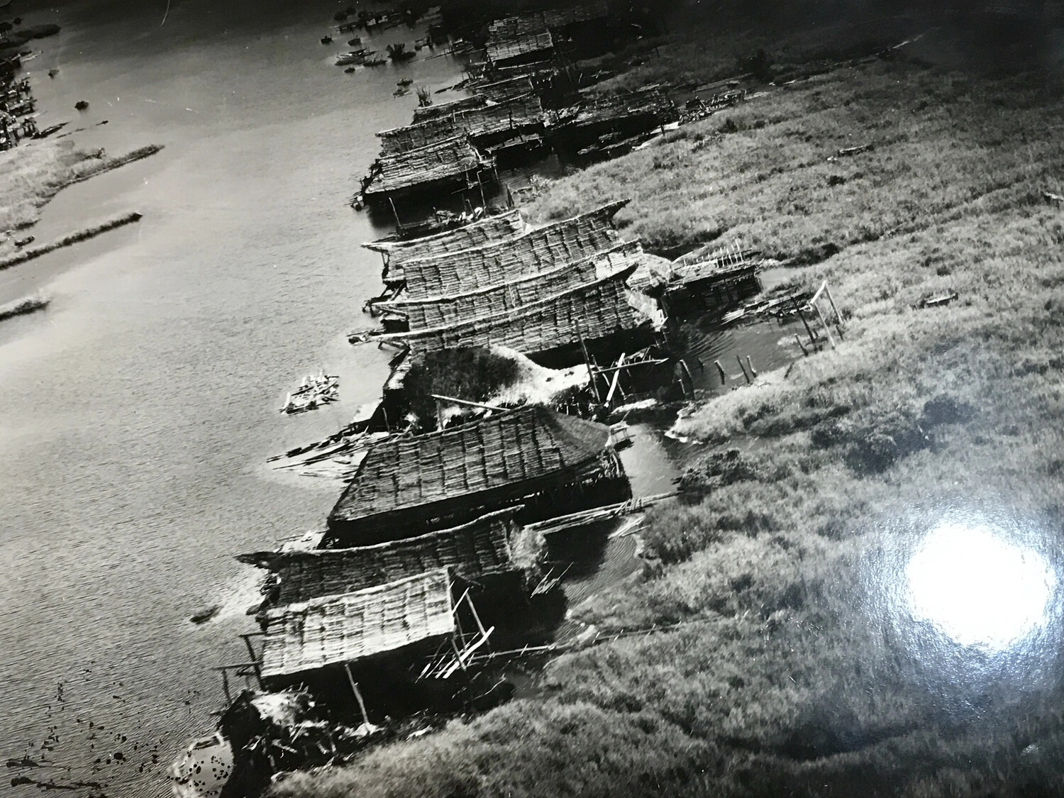 Native Stilt Village Along the Sepik River, New Guinea — Aerial View