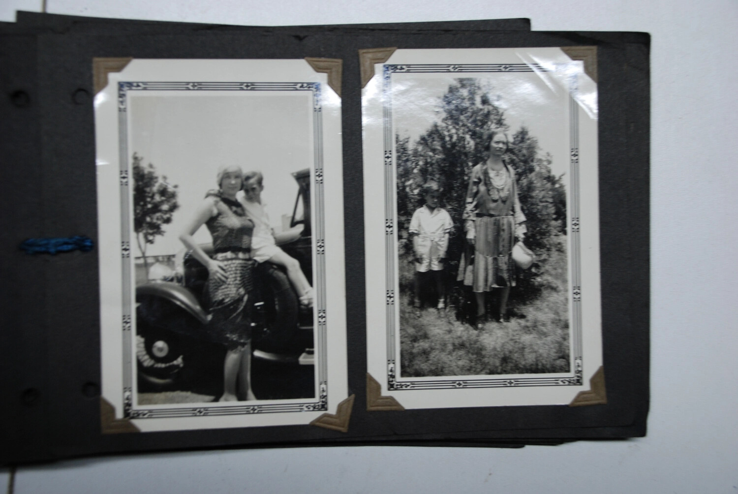 Family Snapshots of a Woman and Young Boy with Automobile, Late 1920s, Jack T. Kelley Album