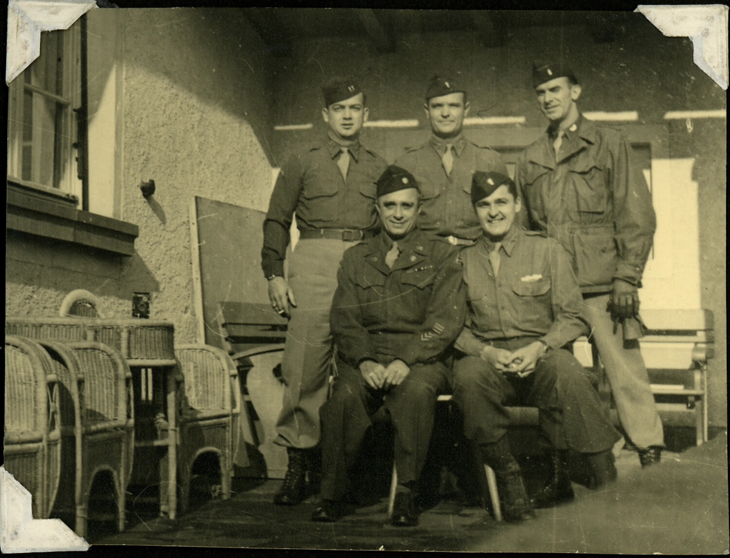 Group Portrait of Six U.S. Army Servicemen on Veranda, Australia, WWII