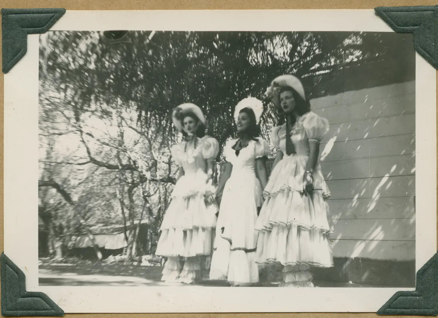 Three Women in Costume Dresses, USO Entertainment Group, Hawaii, World War II Era