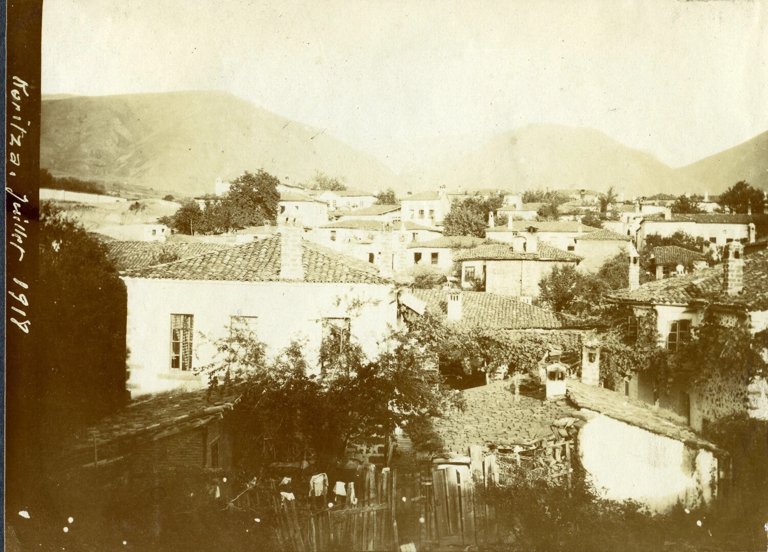 View of Korçë (Koritza), Albania, July 1918 — WWI French Pilot Album