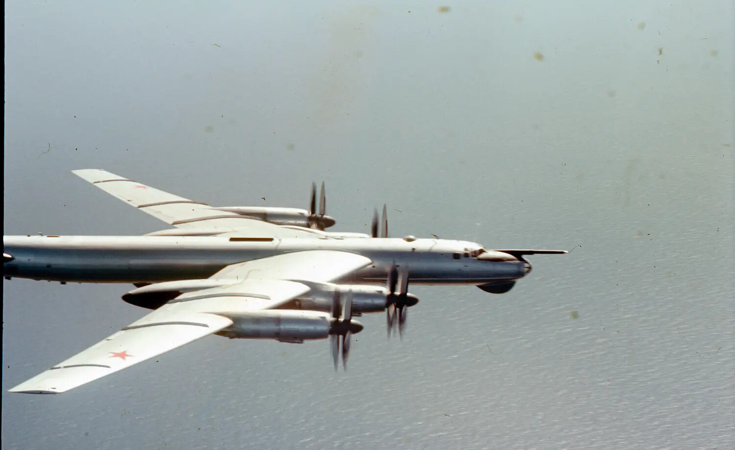 Soviet Tupolev Tu-95 "Bear" Bomber Intercepted by U.S. Navy VF-162 Fighter, USS Ticonderoga Cruise